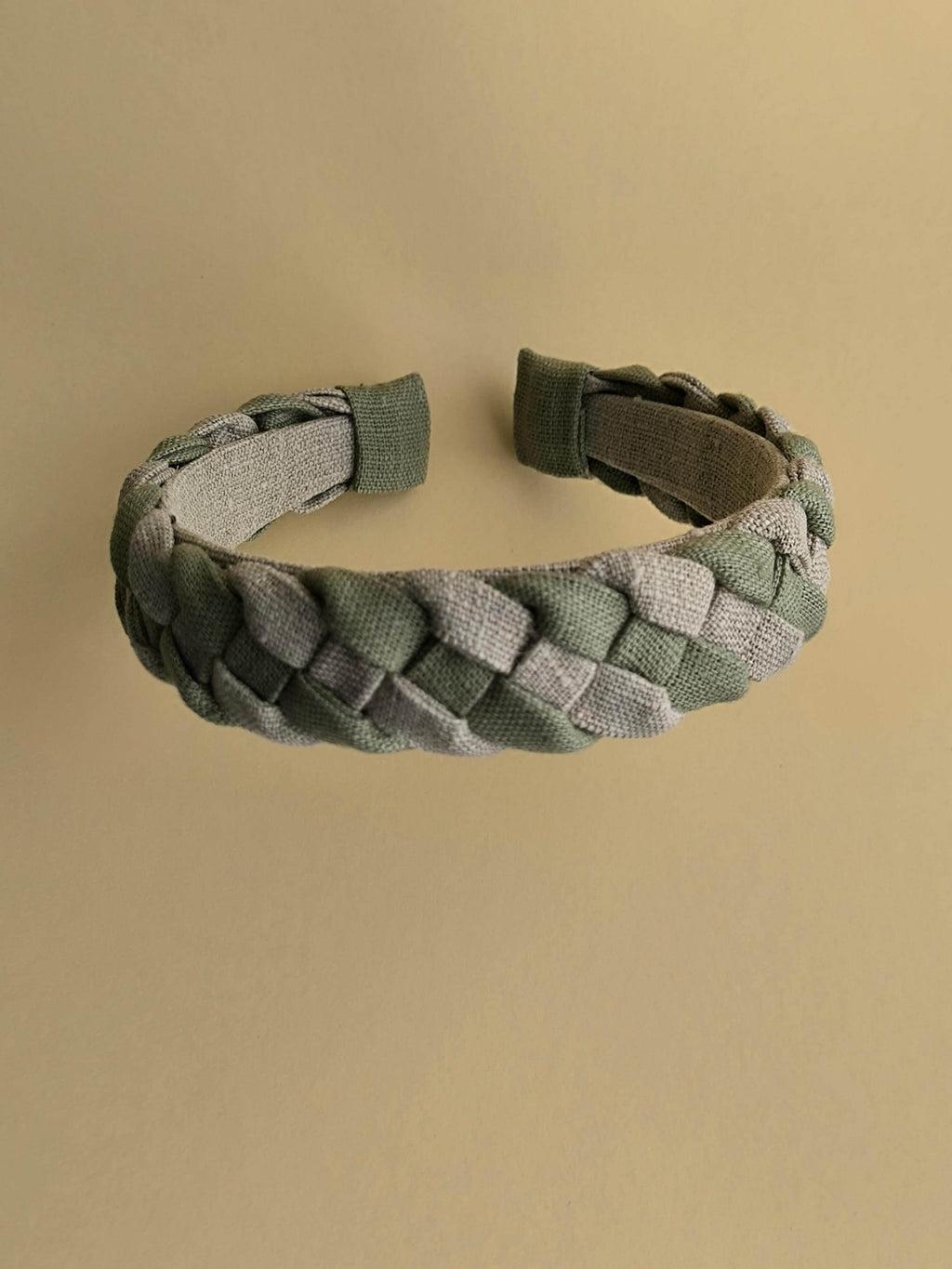 Natural lin with Sage green Linen Braided Hairband