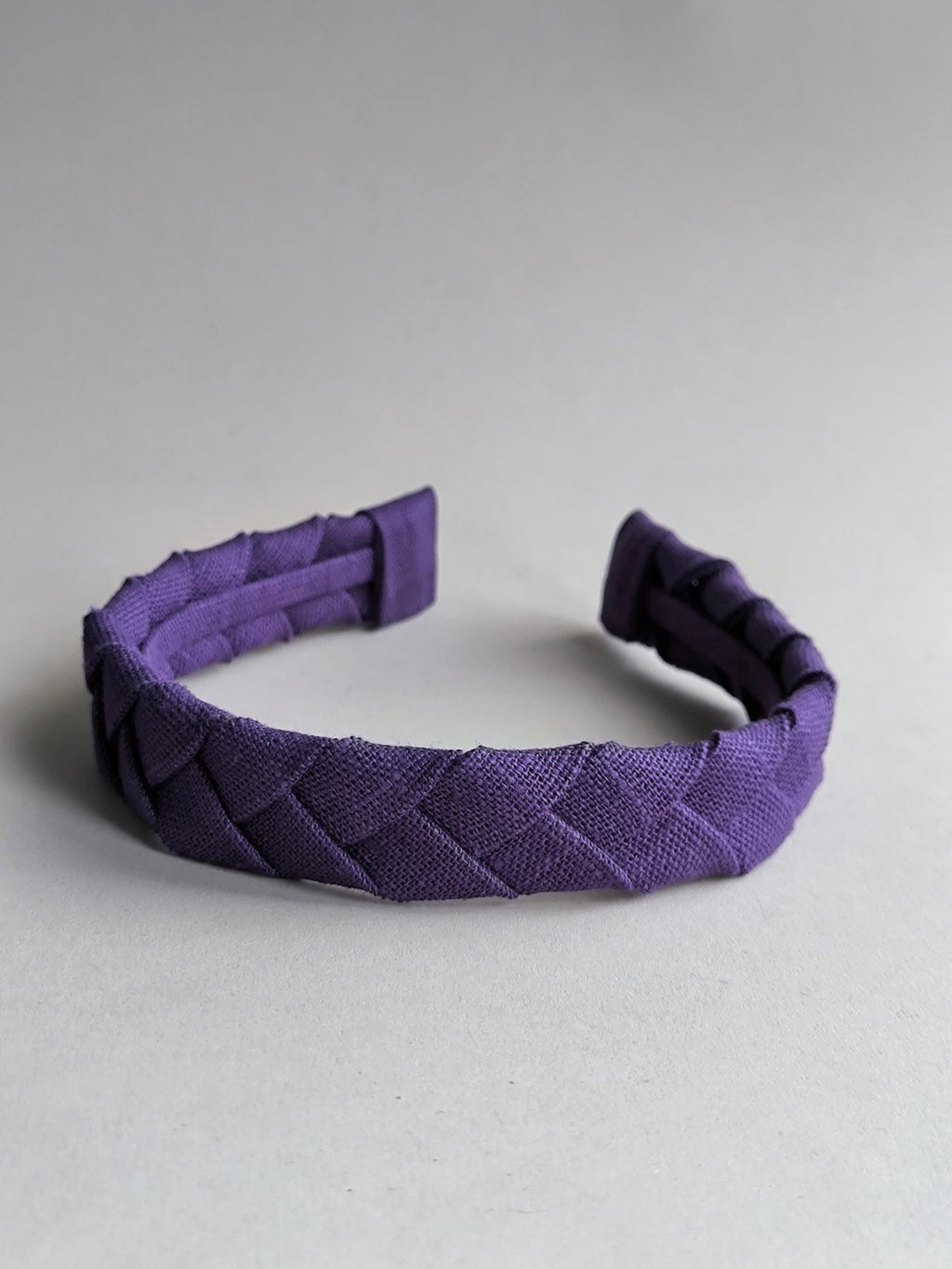 Purple Linen Flat Braided Hairband