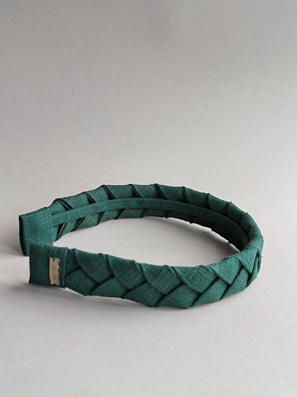 Emerald green Linen Flat Braided Hairband