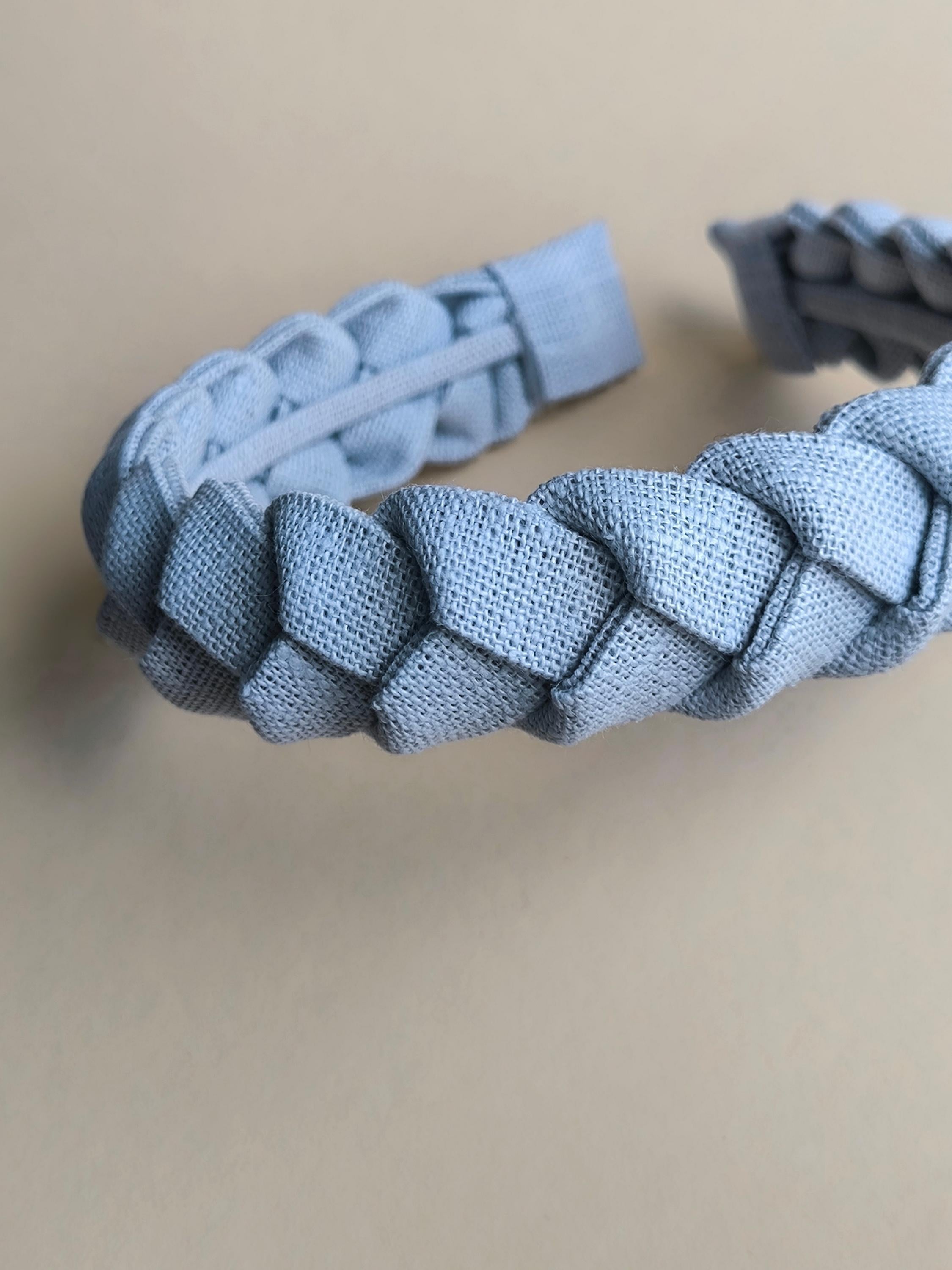 Light Grey Braided Linen Hairband