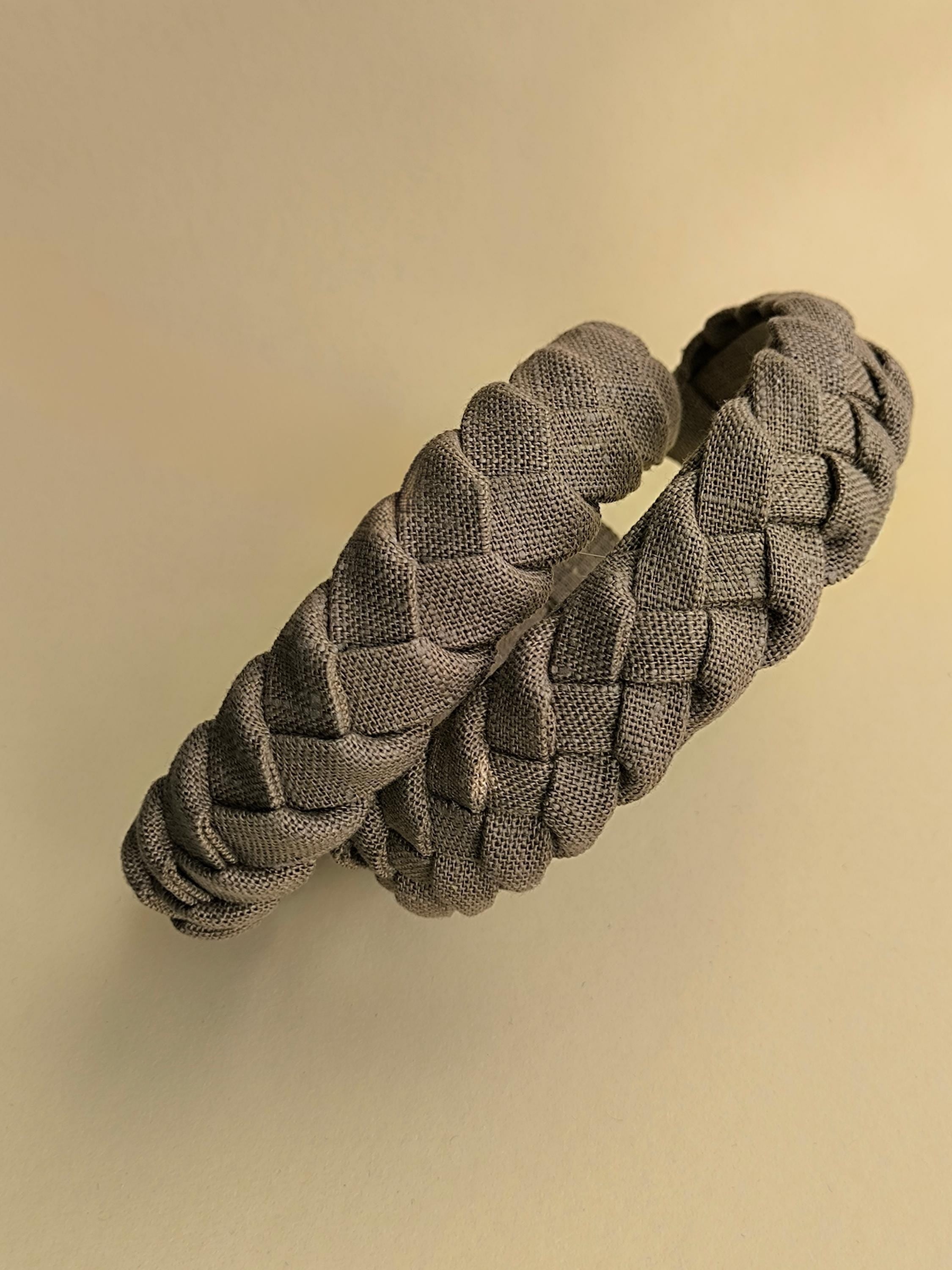 Earth Brown Linen Braided Hairband