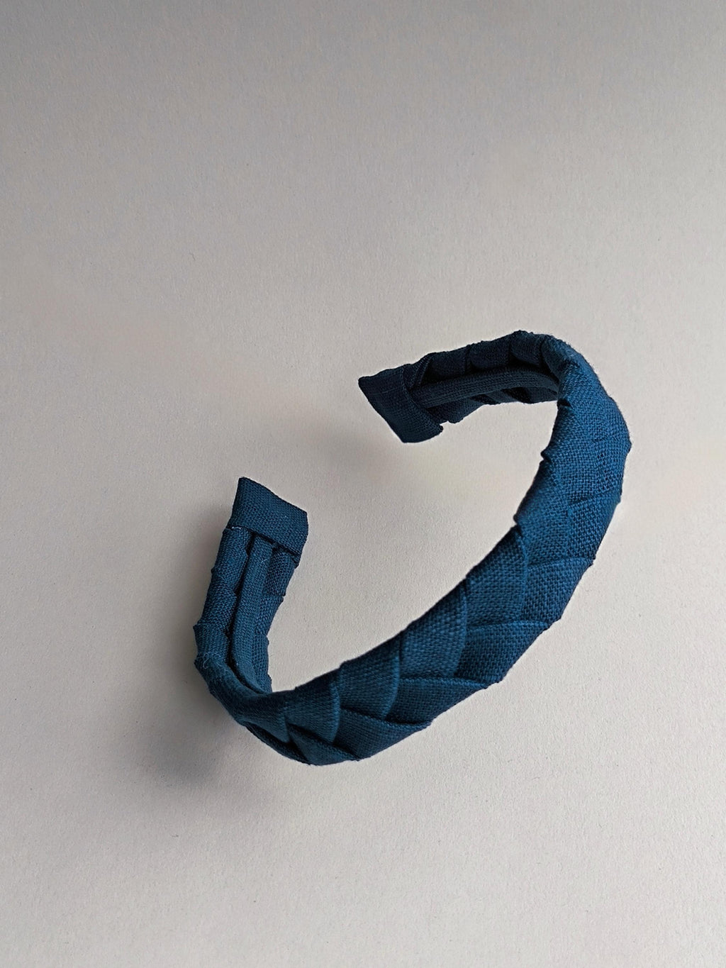 Navy Blue Linen Flat Braided Hairband