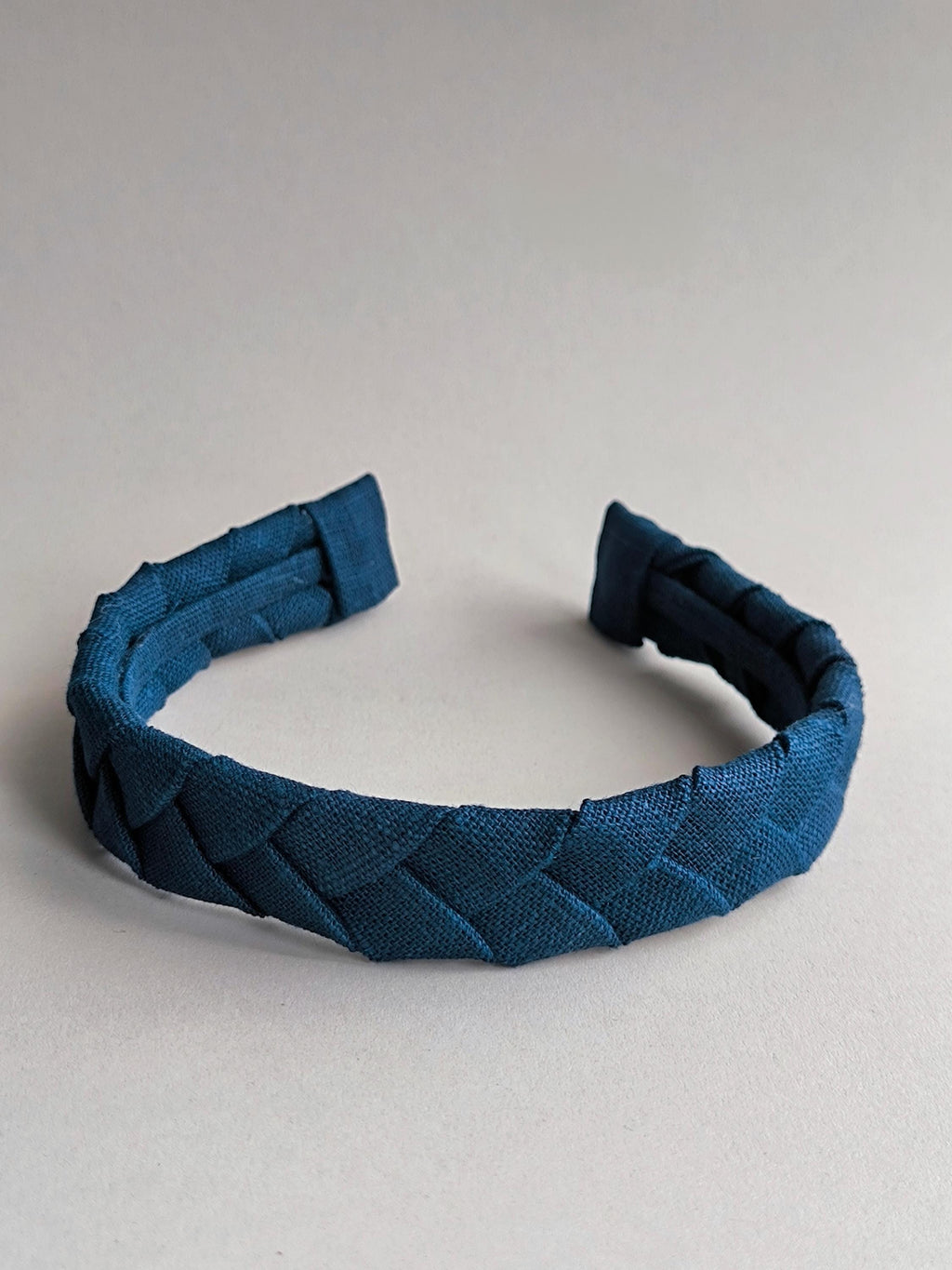 Navy Blue Linen Flat Braided Hairband