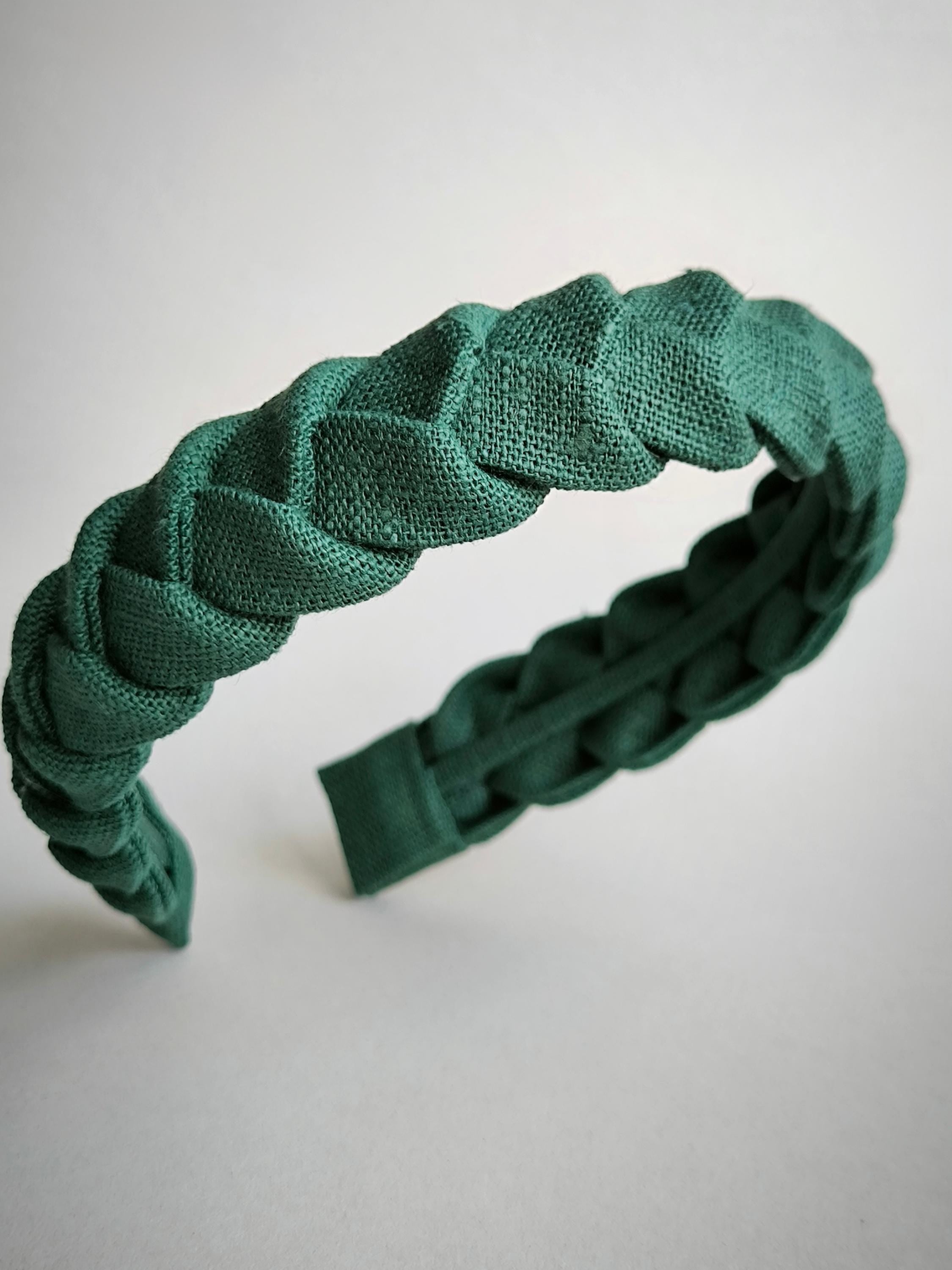 Emerald Linen Braided Headband