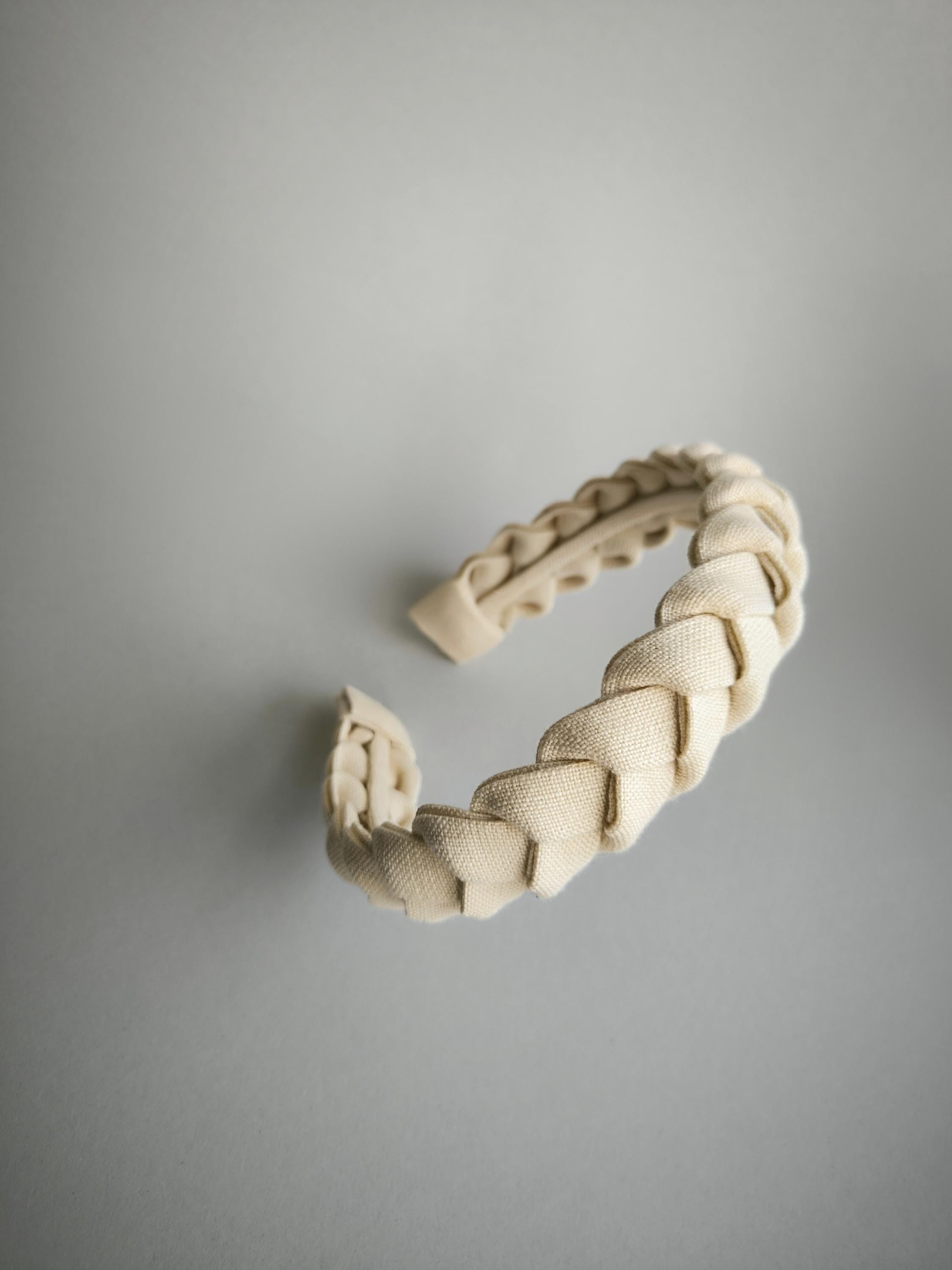 Sand braided linen hairband
