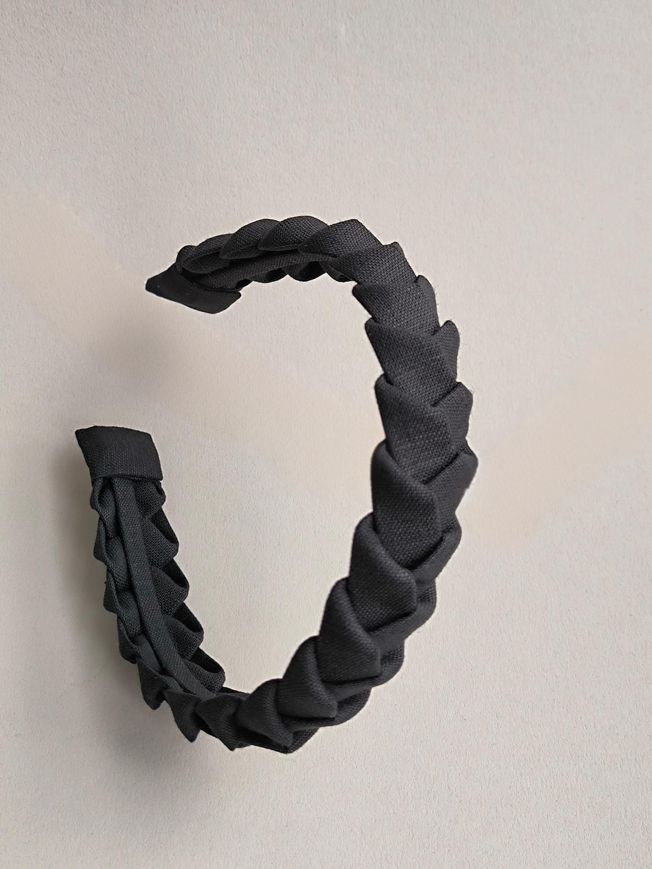 Classic Black Braided Linen Hairband