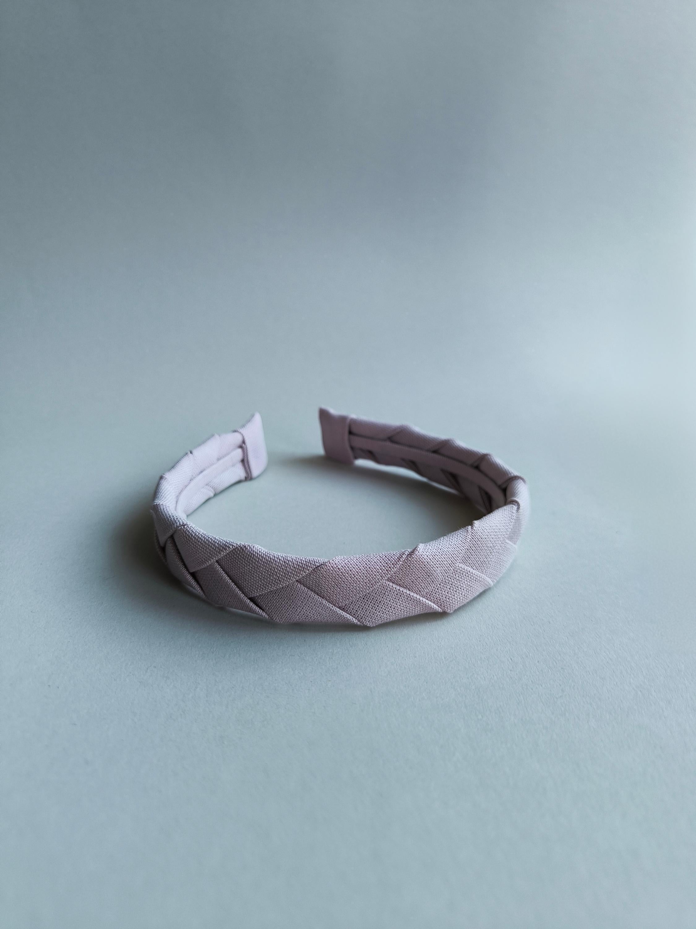 Light Dusty Pink Linen Flat Braided Hairband