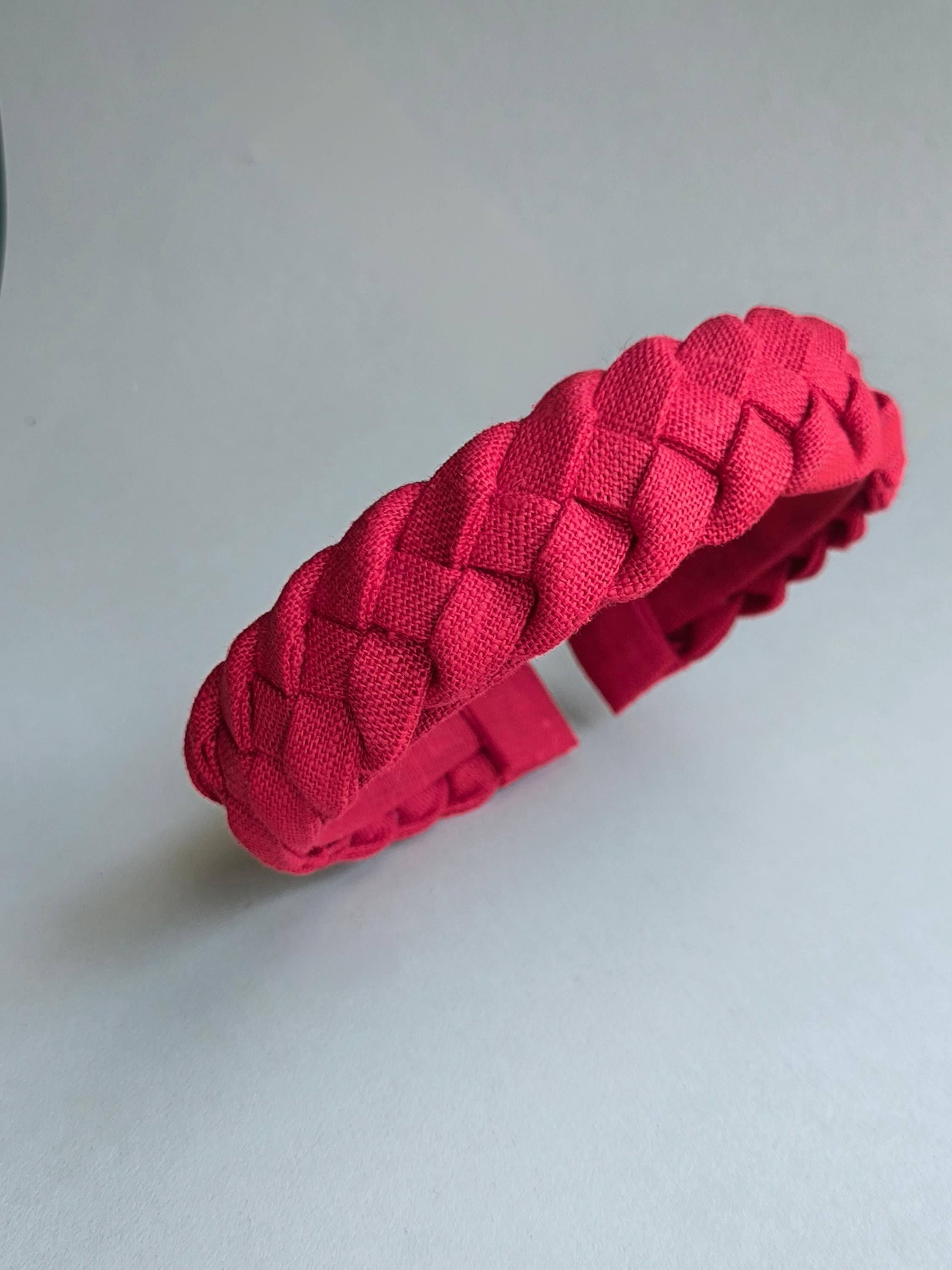 Red Linen Braided Hairband