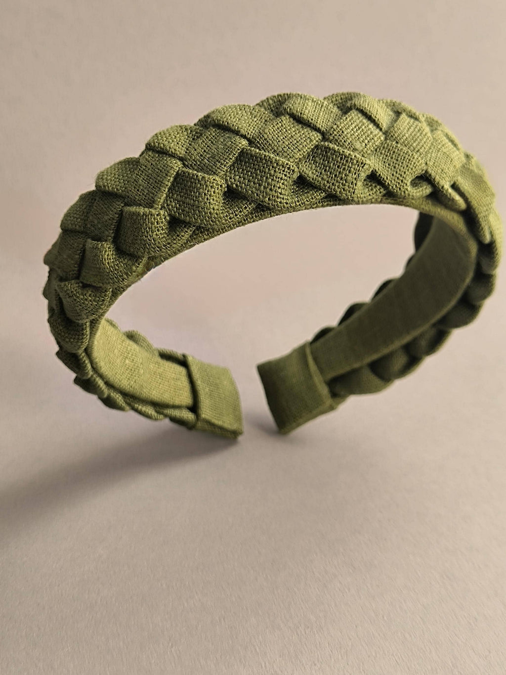 Khaki Linen Braided Hairband