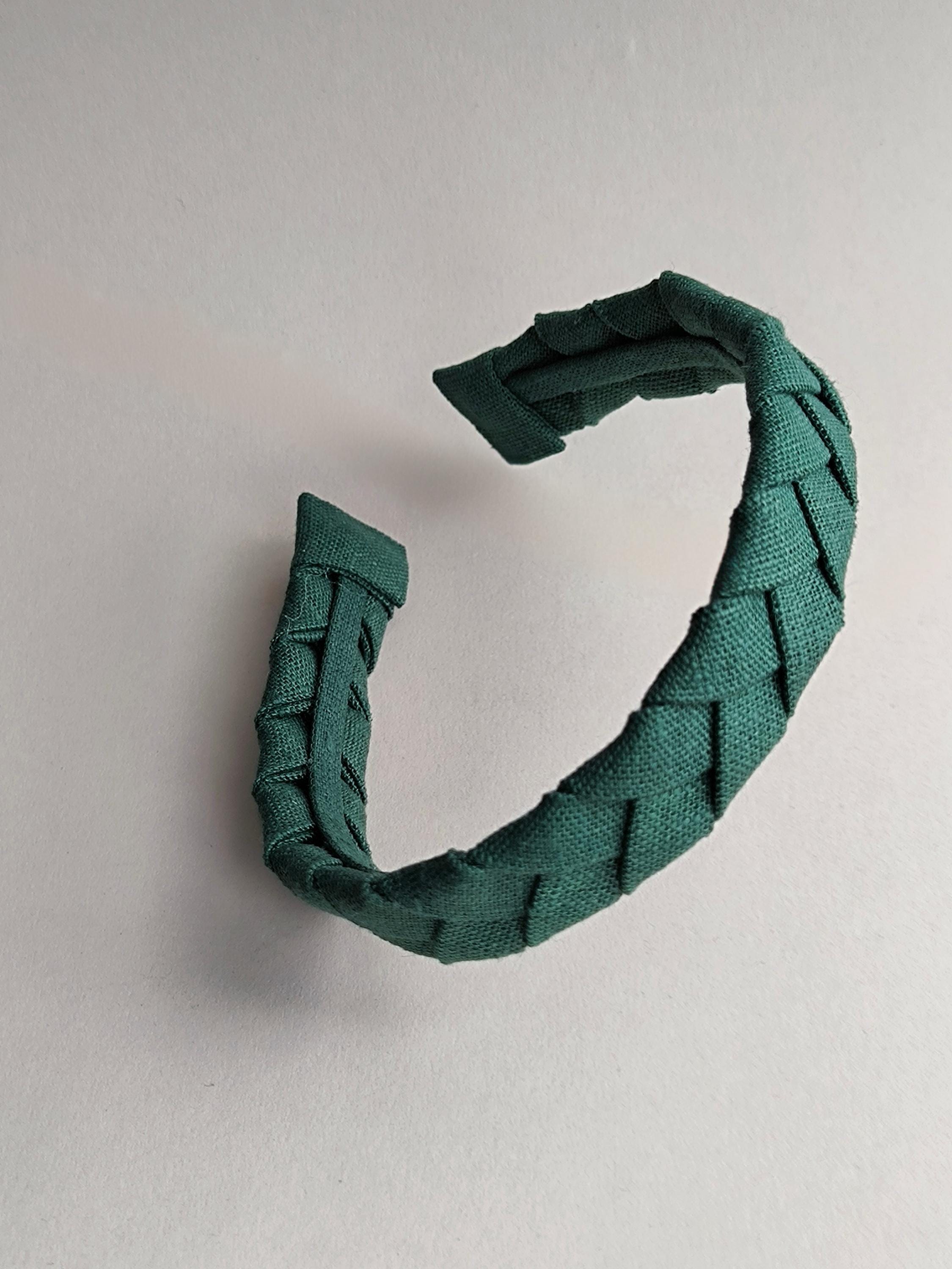 Emerald green Linen Flat Braided Hairband