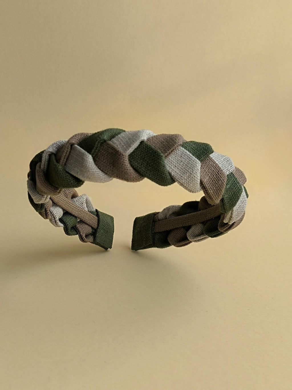 Braided Linen Headband, Olive Cappuccino & Natural Colors