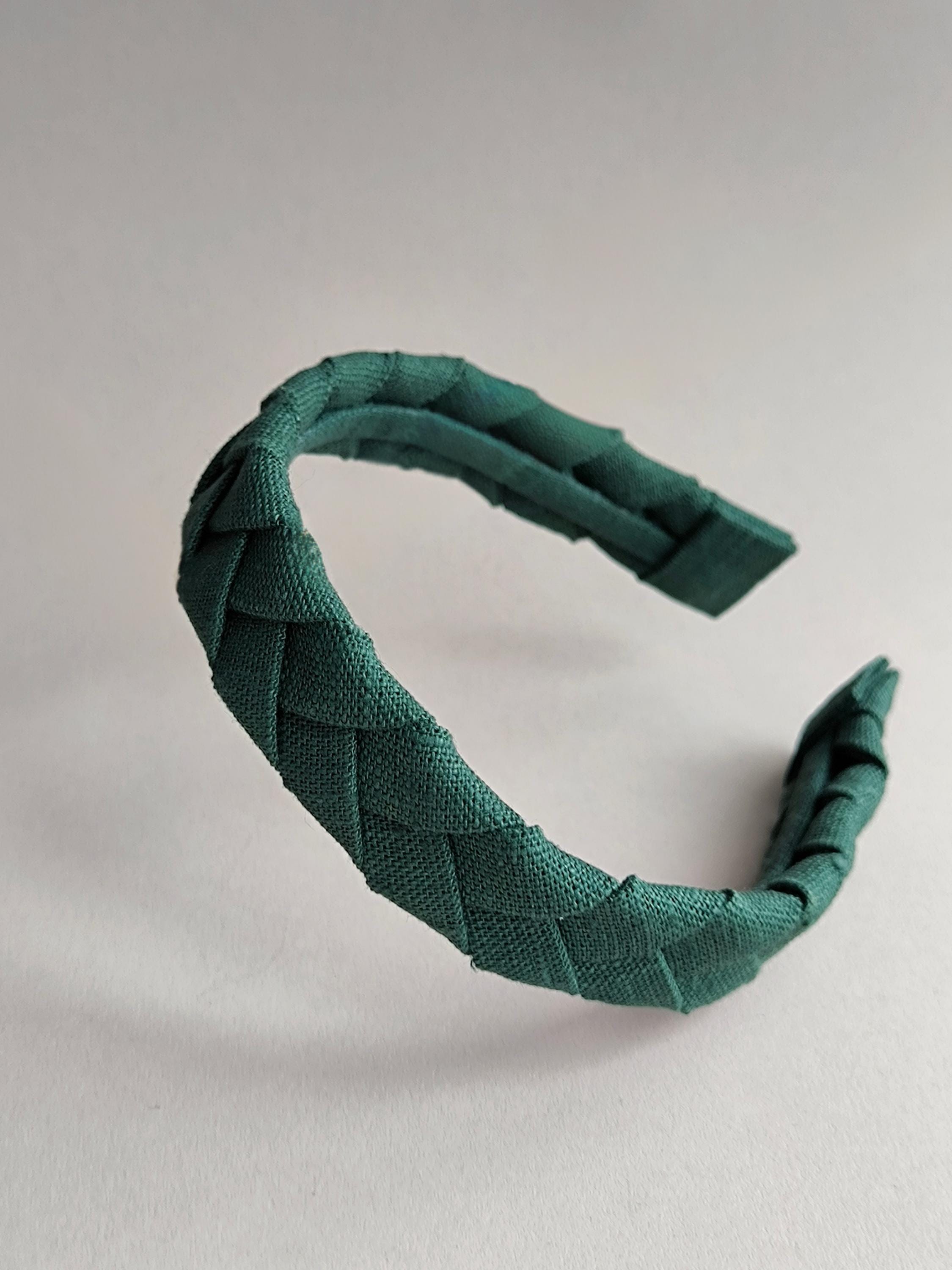 Emerald green Linen Flat Braided Hairband