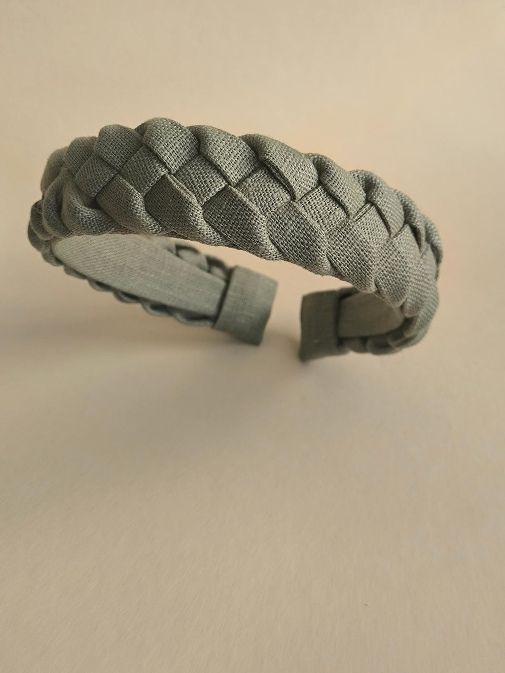 Sage Green Linen Braided Hairband