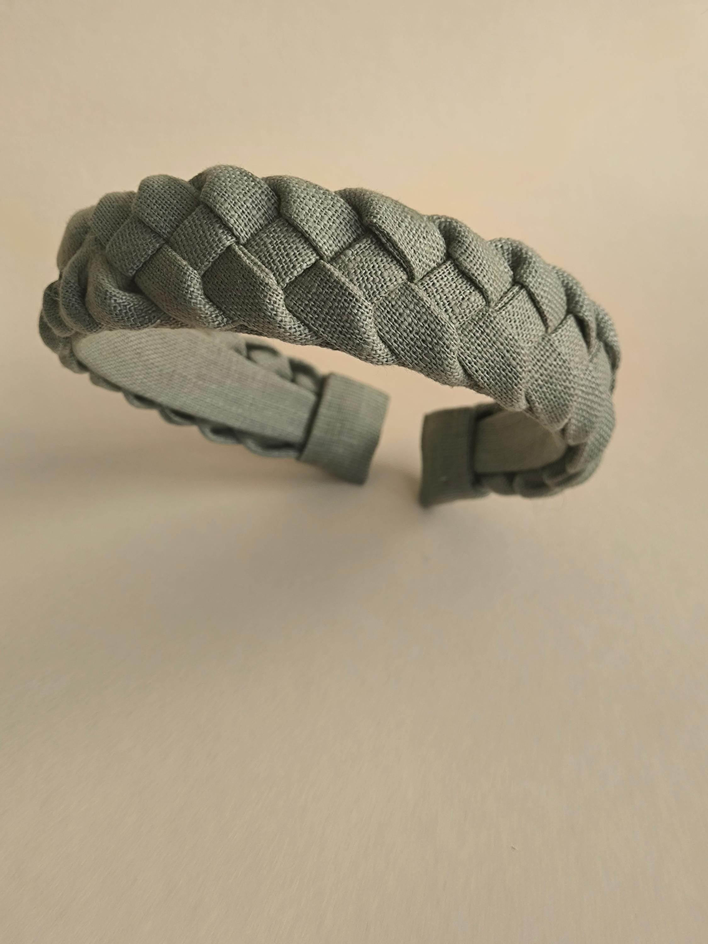 Sage Green Linen Braided Hairband