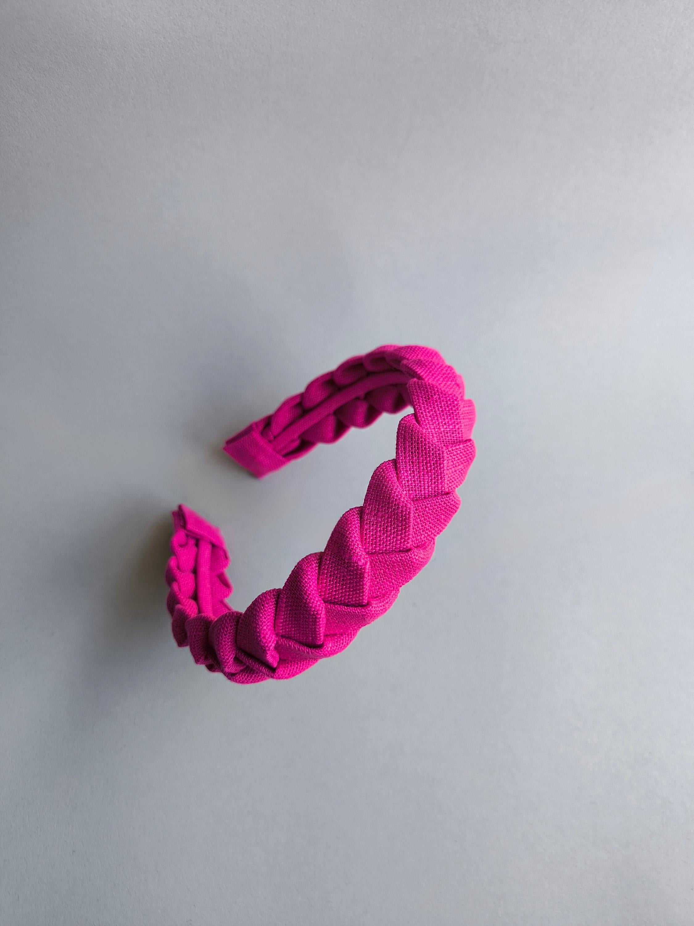 Fuchsia linen braided headband