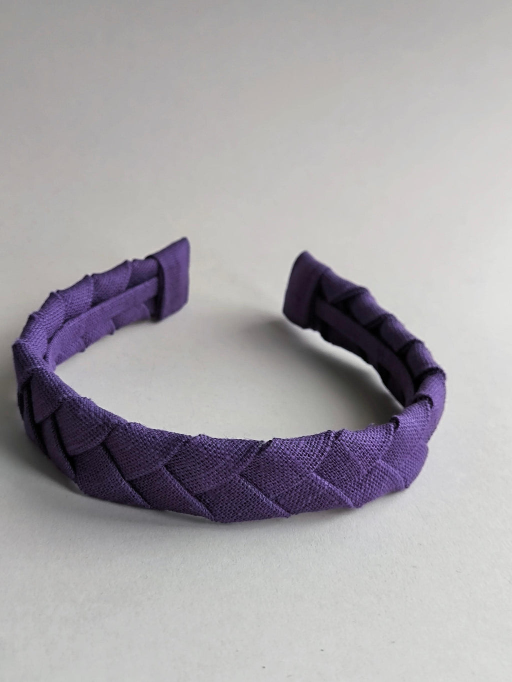 Purple Linen Flat Braided Hairband