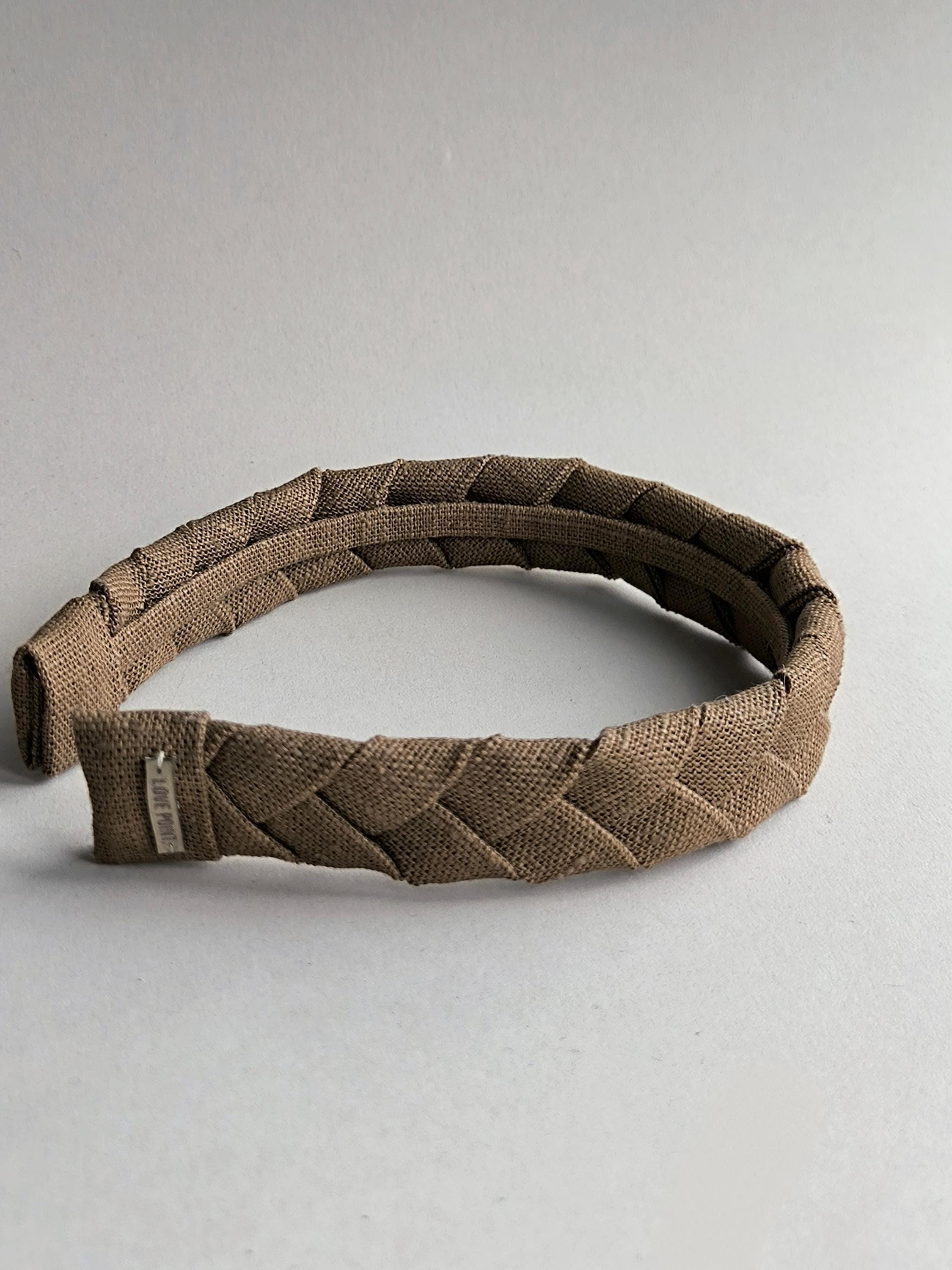 Earth Brown Linen Flat Braided Hairband