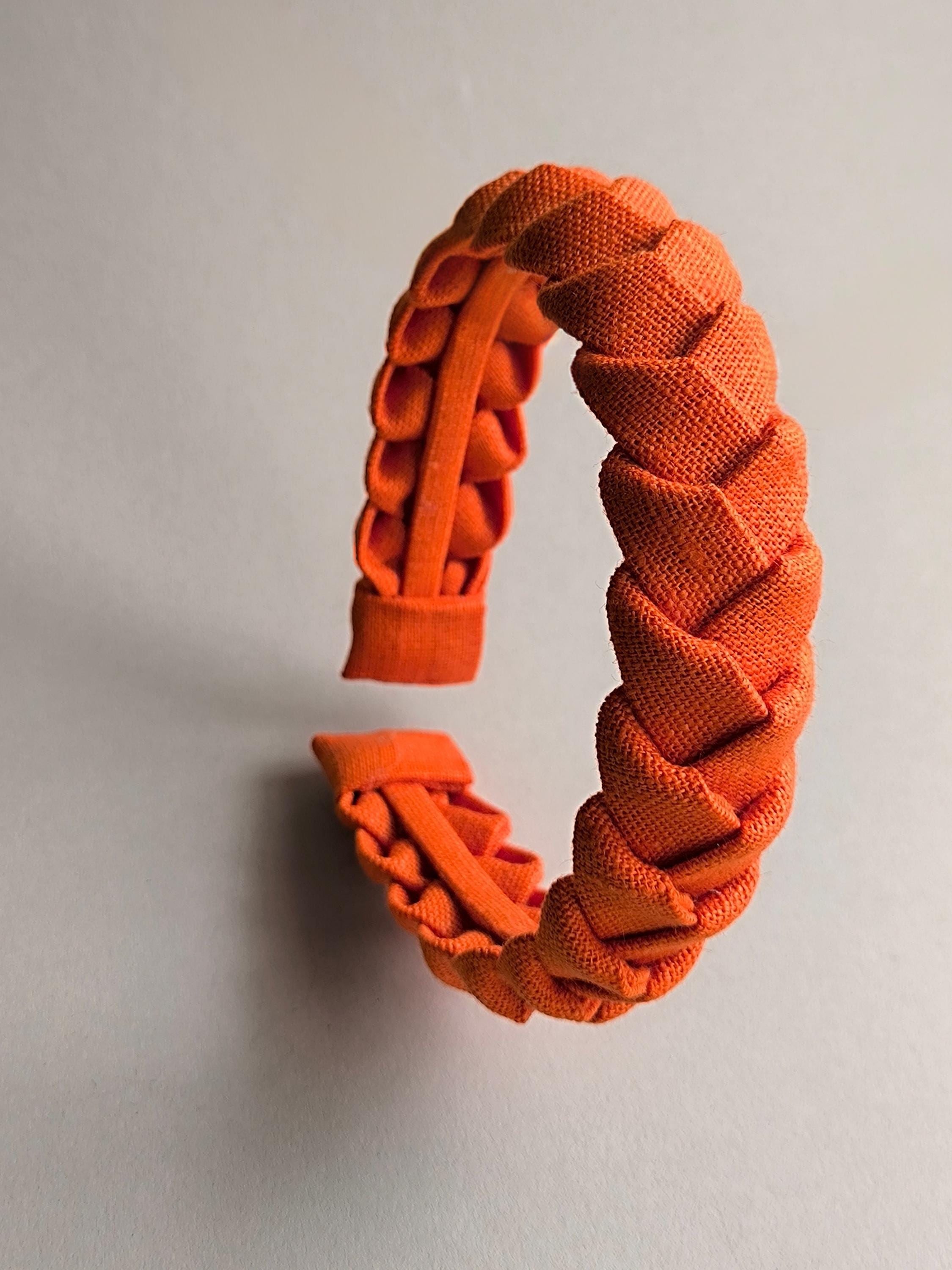 Orange linen braided headband hairband