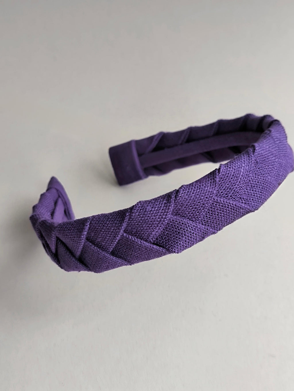 Purple Linen Flat Braided Hairband
