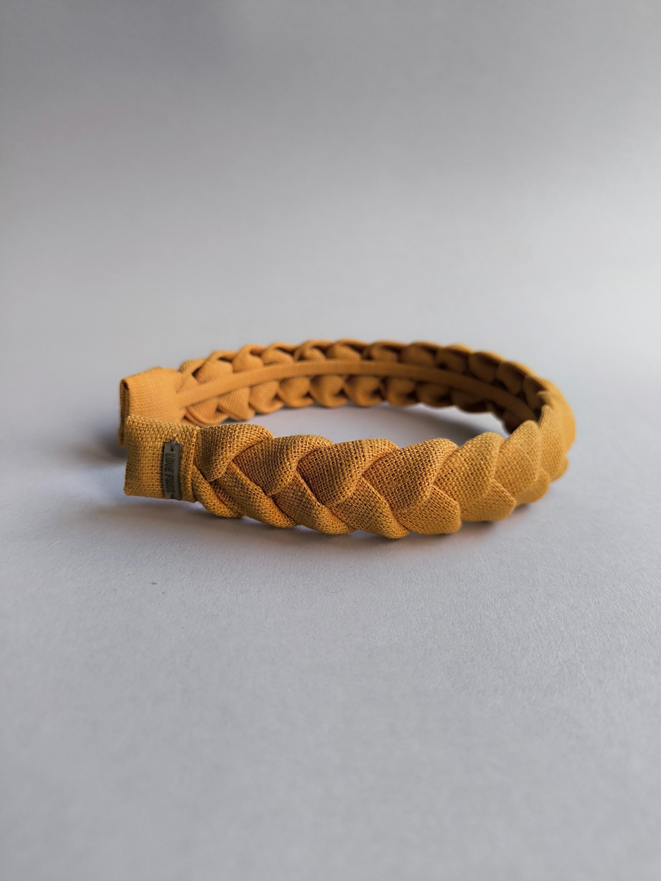 Honey Yellow Linen Braided Headband