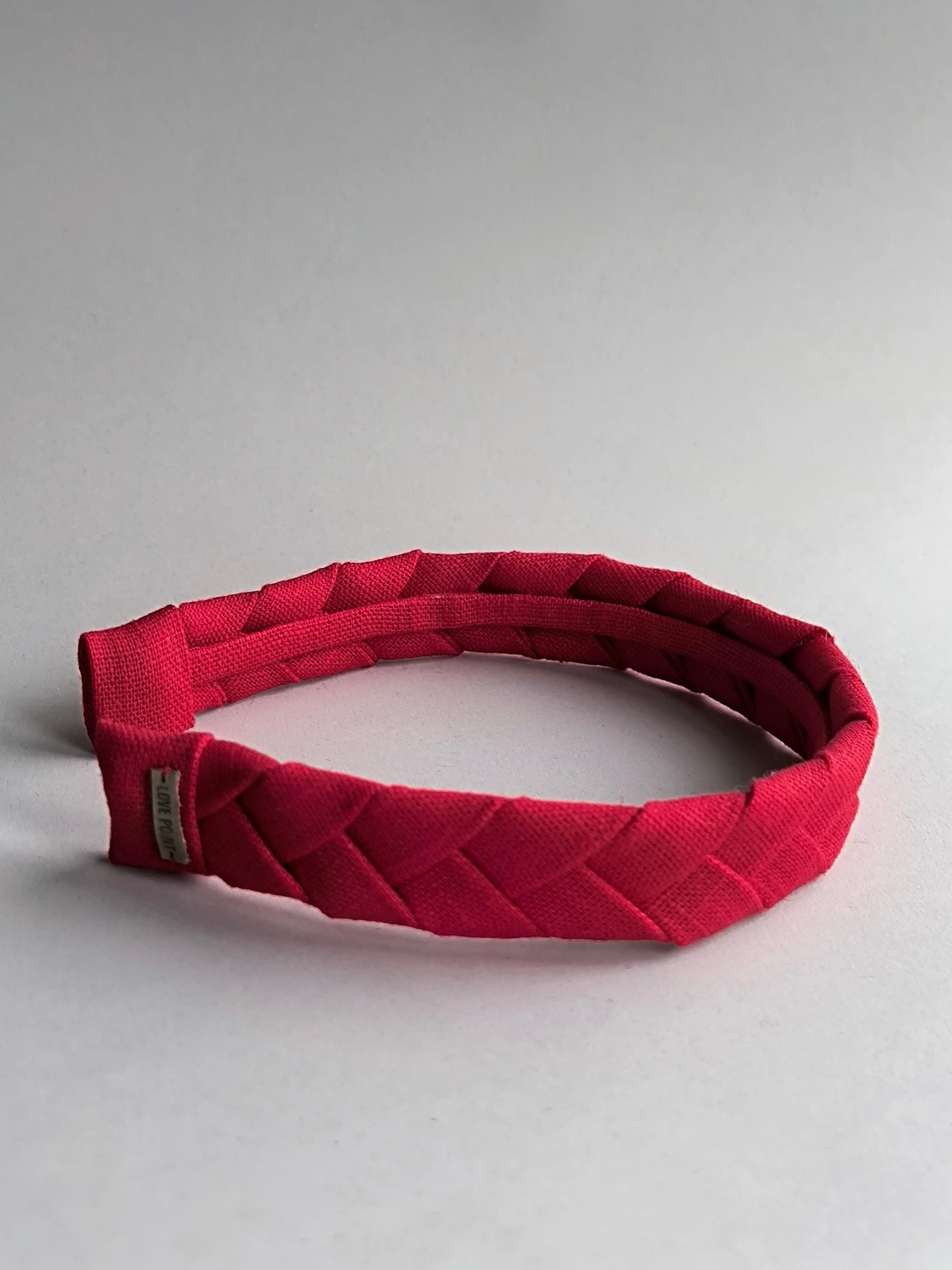 Red Linen Flat Braided Hairband