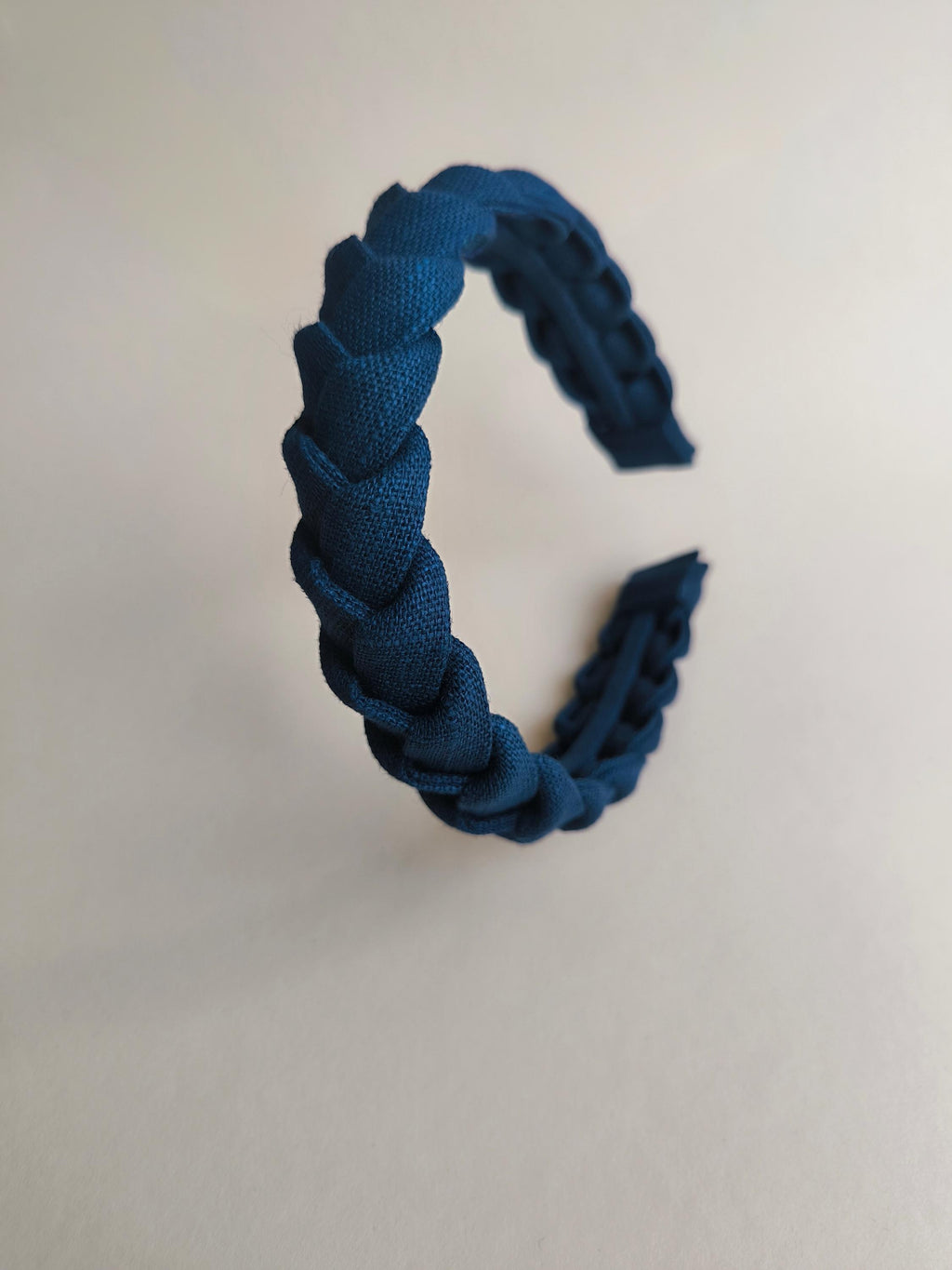 Navy Blue Linen Braided Hairband