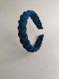 Navy Blue Linen Braided Hairband