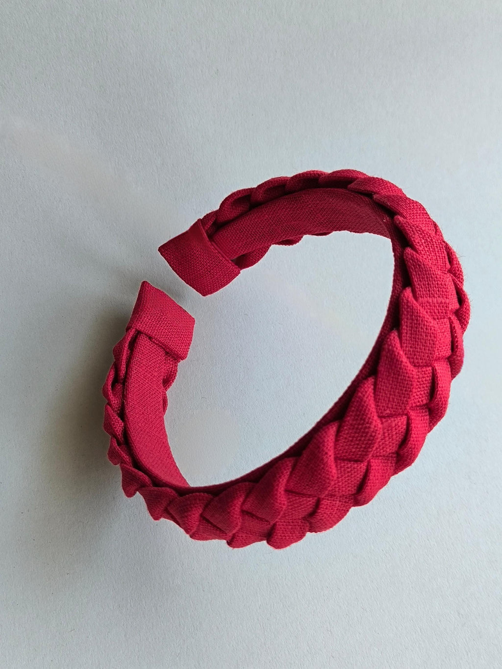 Red Linen Braided Hairband