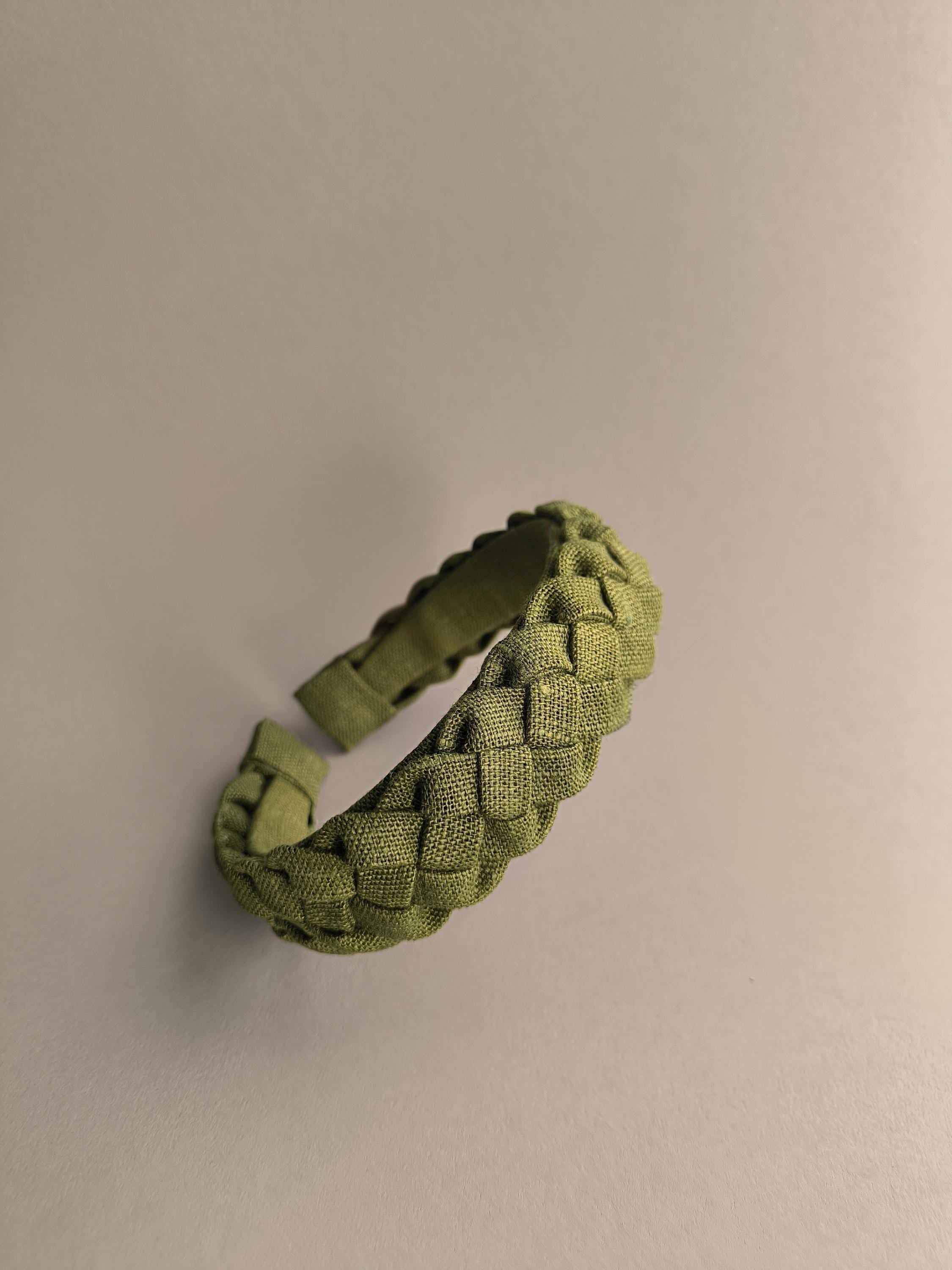 Khaki Linen Braided Hairband
