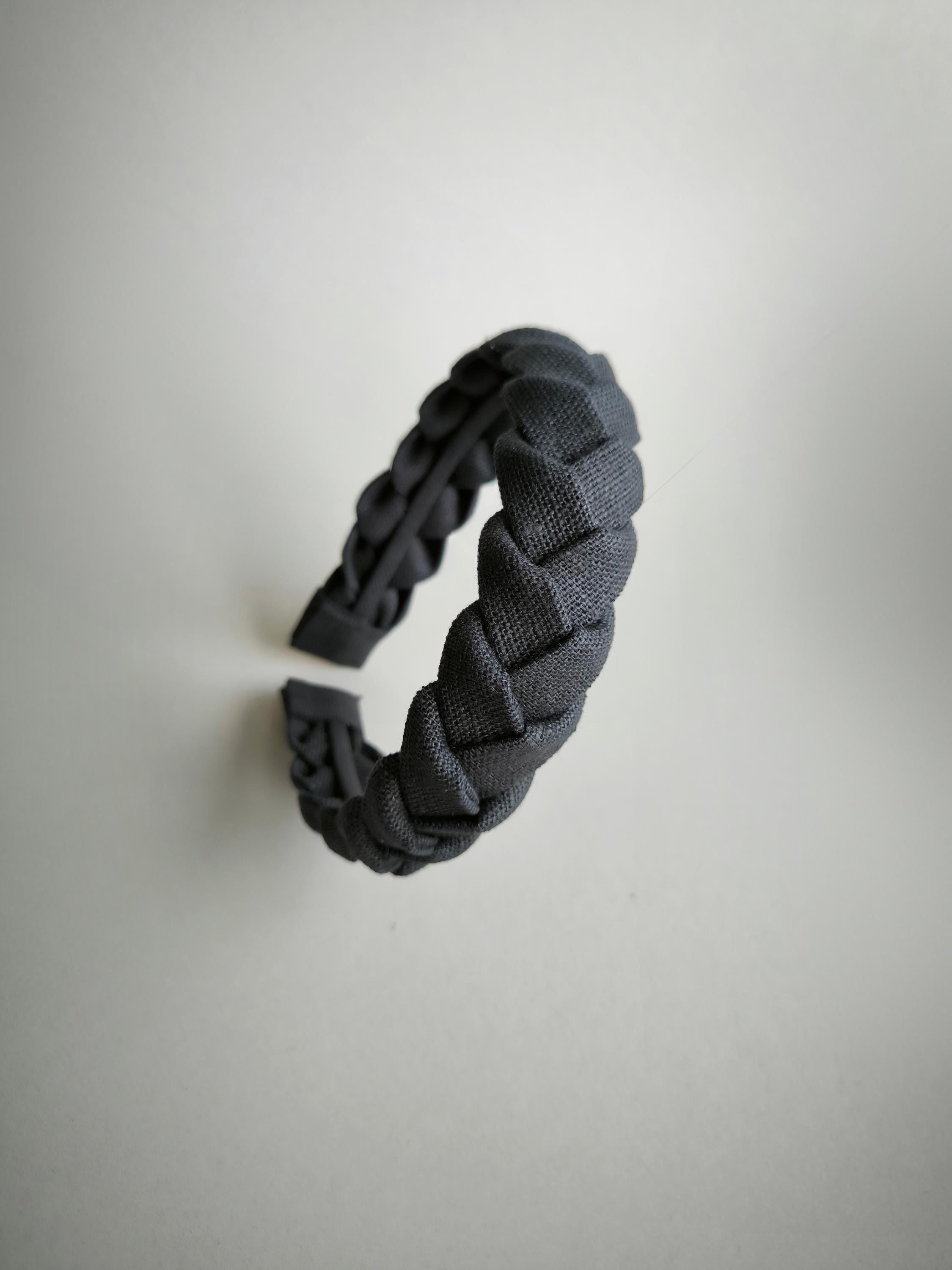 Graphite Braided  Linen Hairband