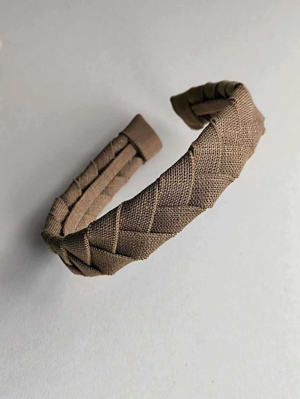 Earth Brown Linen Flat Braided Hairband