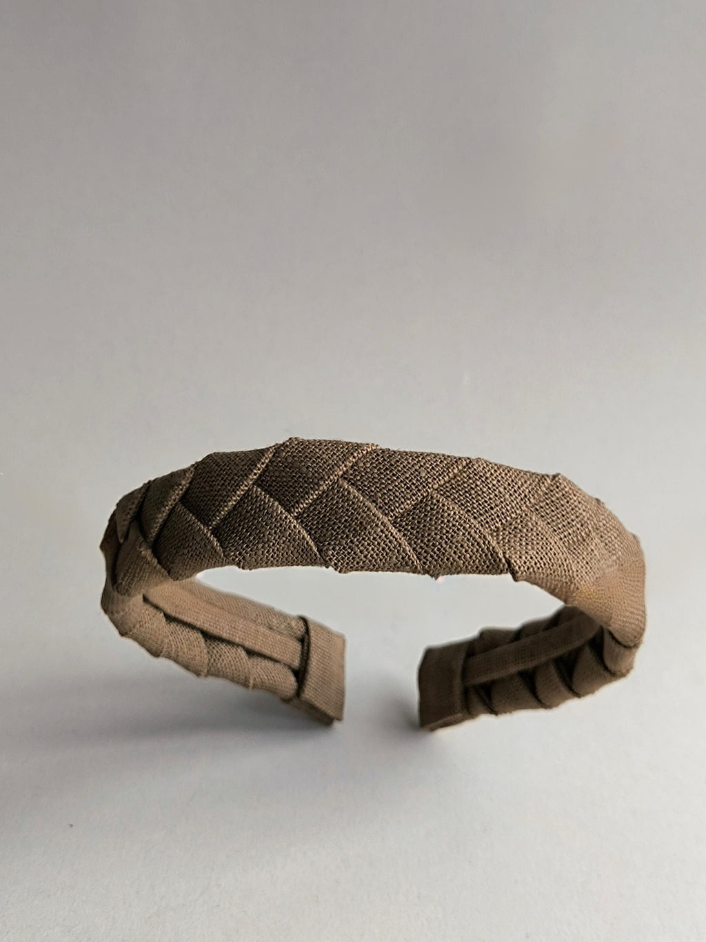 Earth Brown Linen Flat Braided Hairband