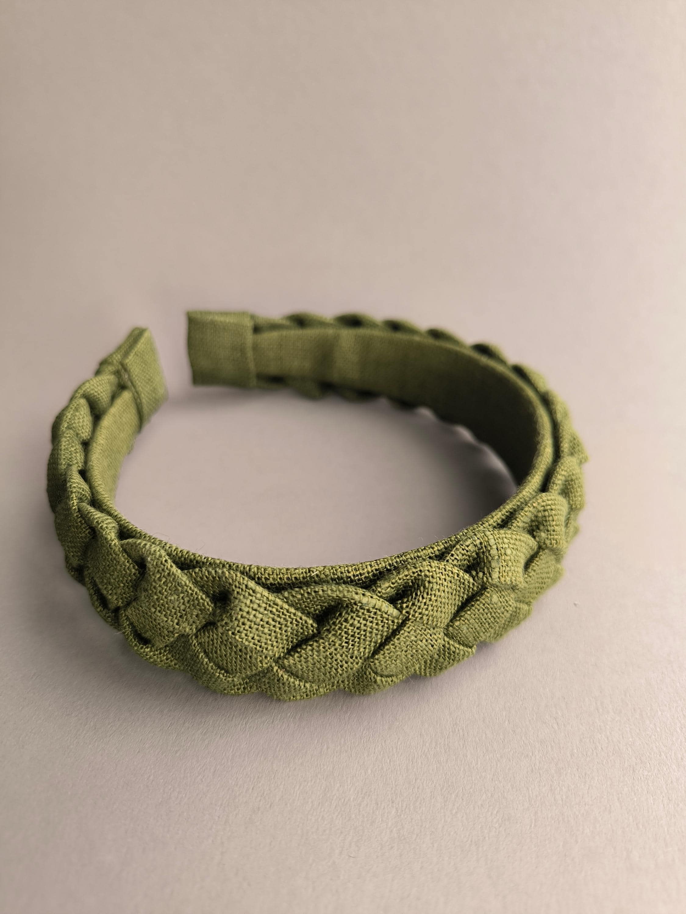Khaki Linen Braided Hairband