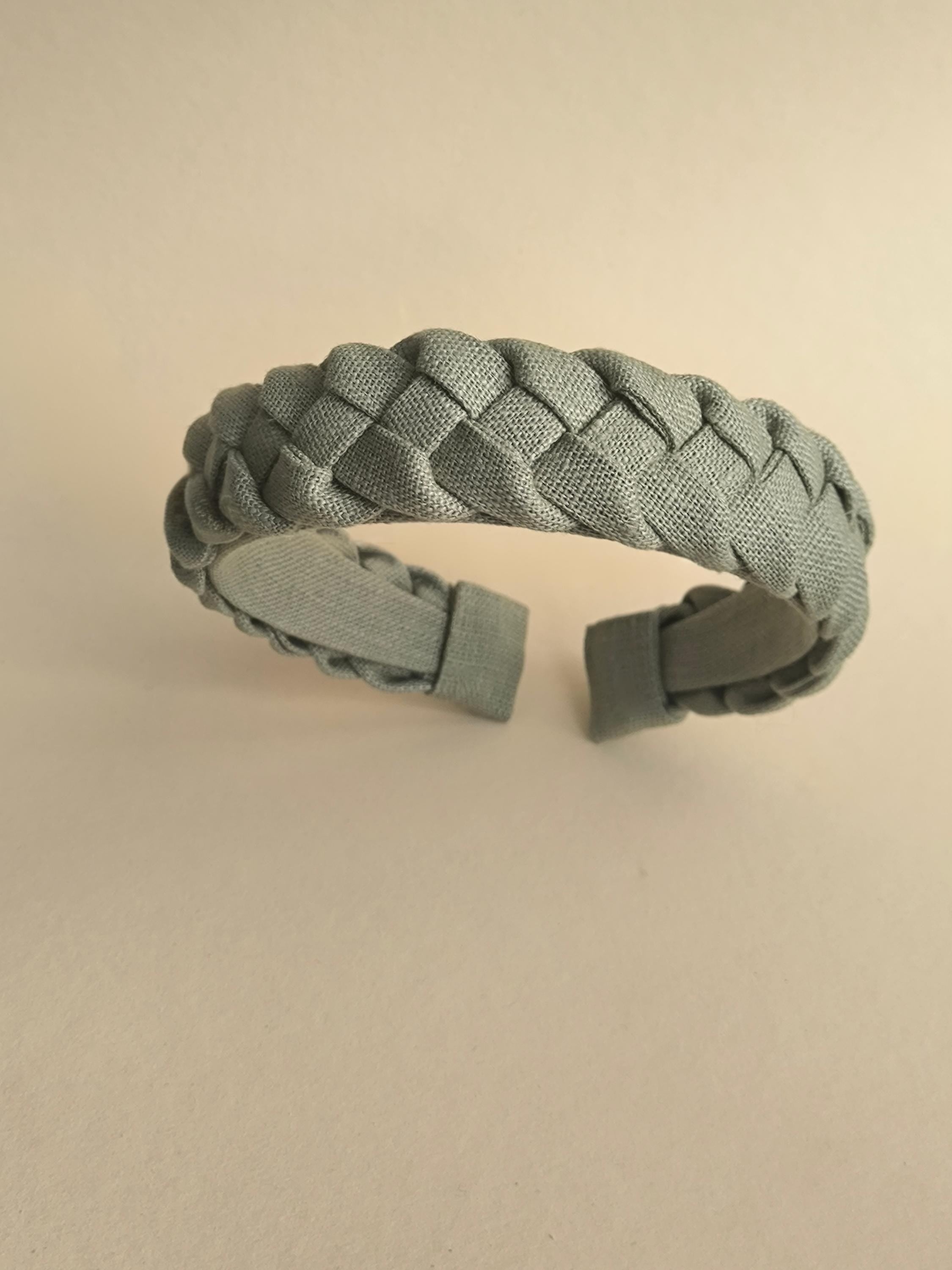 Sage Green Linen Braided Hairband