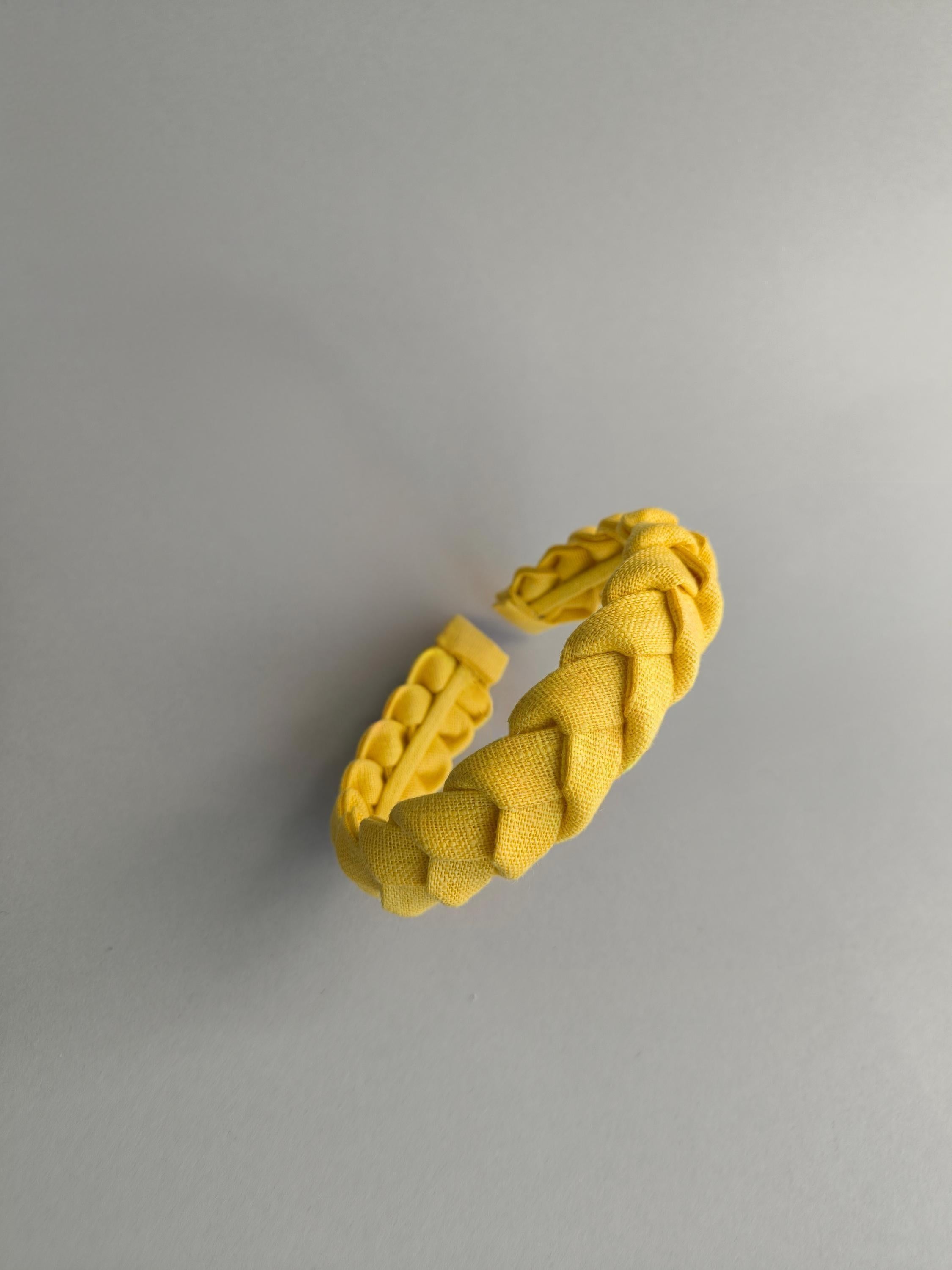 Light Yellow Linen Braided Headband