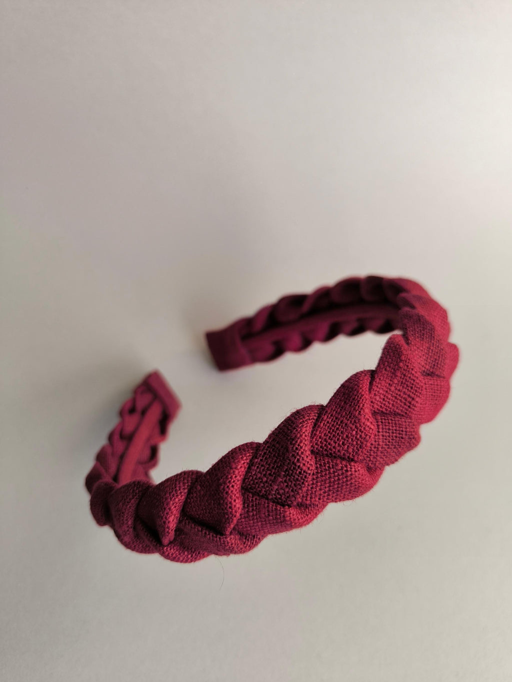 Burgundy braided linen headband