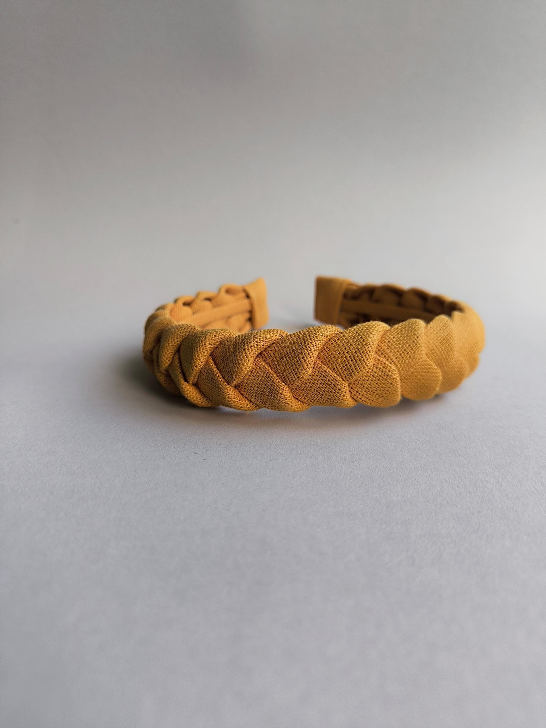 Honey Yellow Linen Braided Headband
