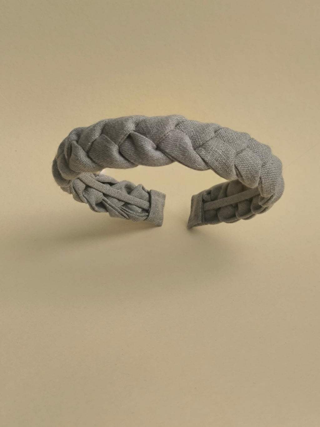 Natural Grey Linen Braided Headband