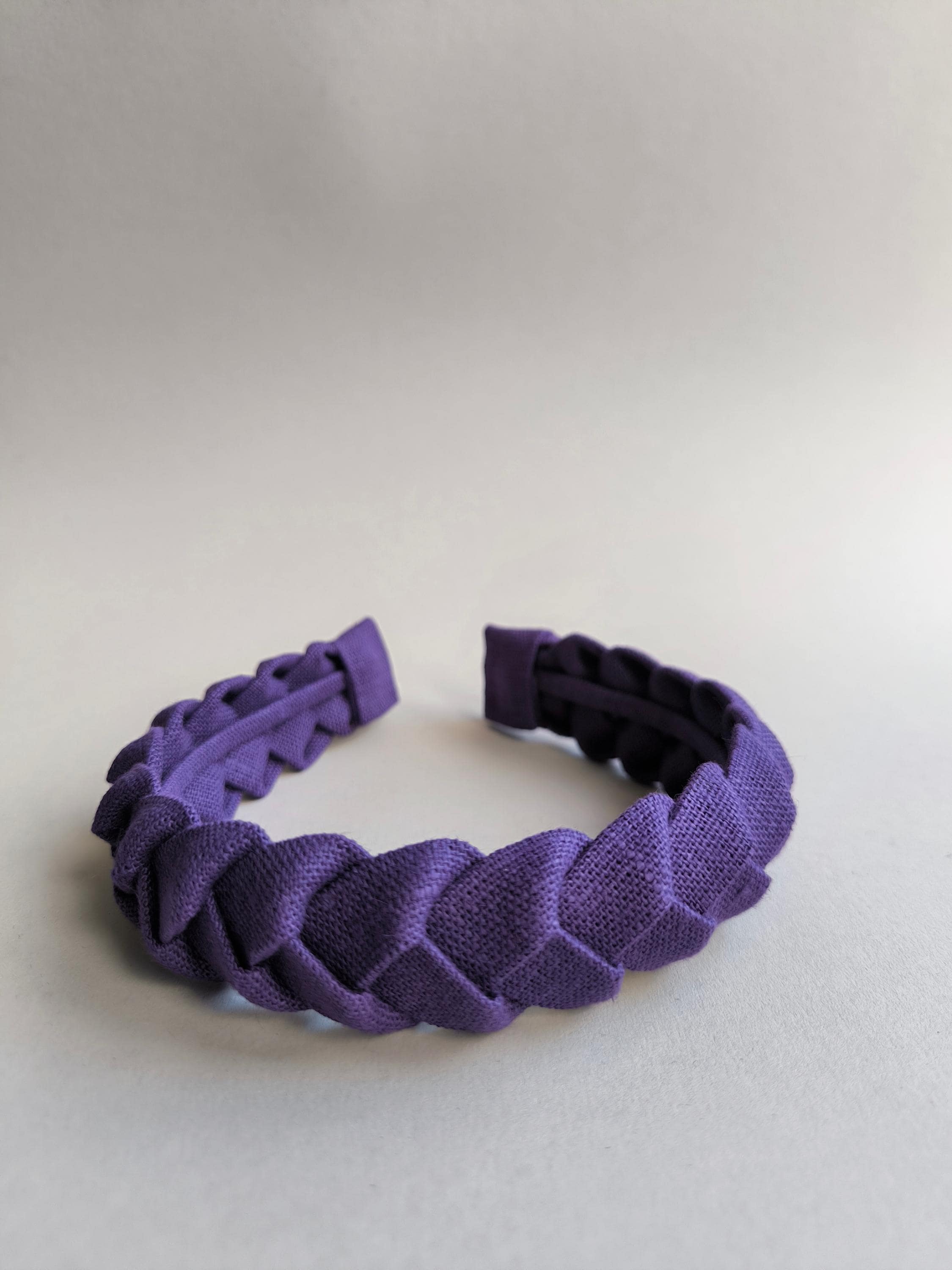 Purple Linen Braided Headband