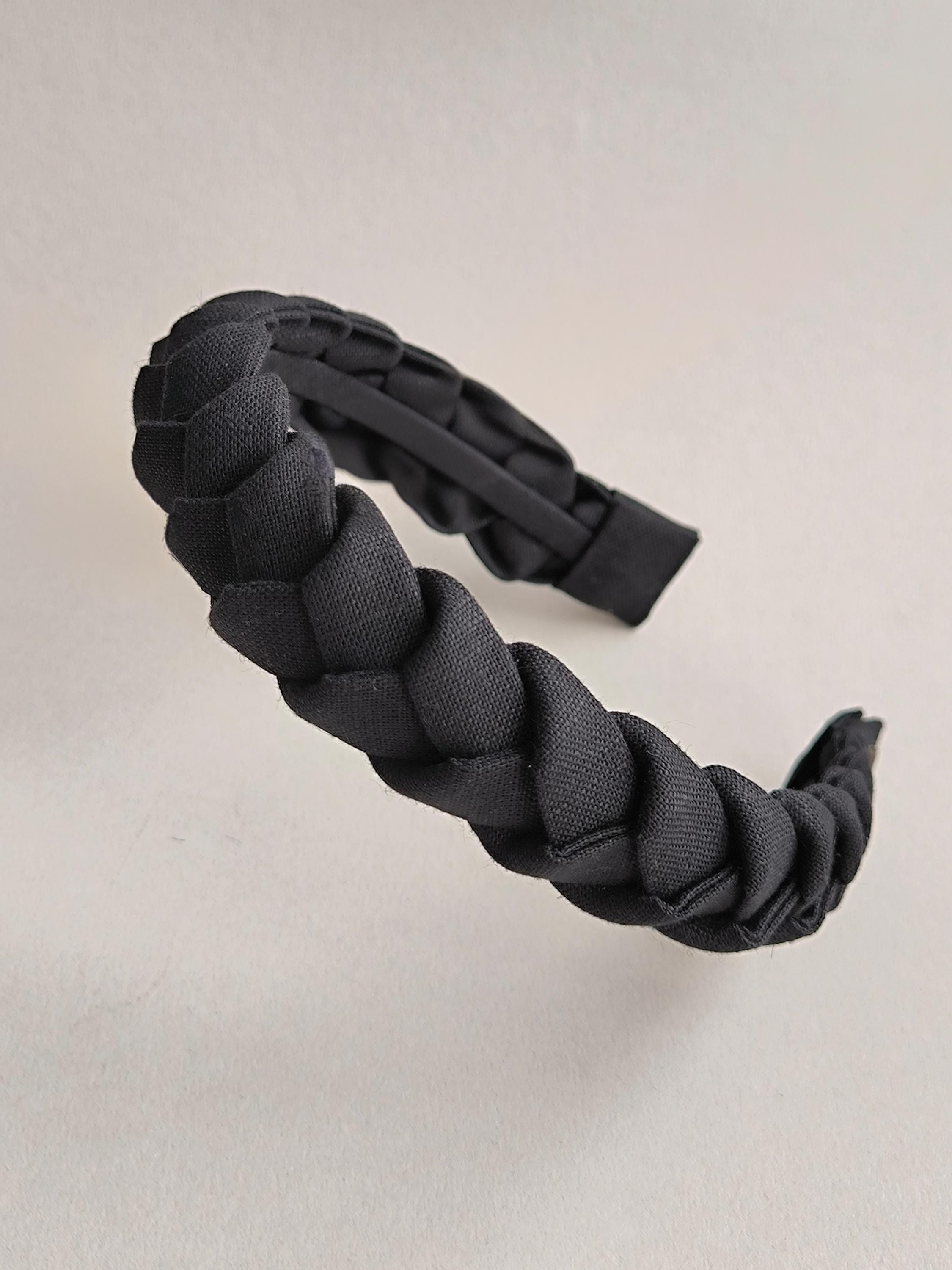 Classic Black Braided Linen Hairband