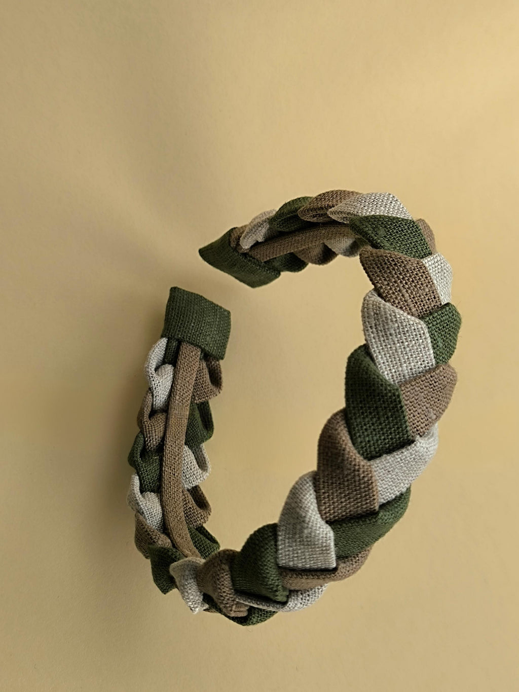 Braided Linen Headband, Olive Cappuccino & Natural Colors