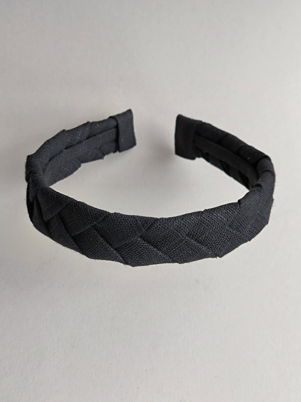 Black Linen Flat Braided Hairband