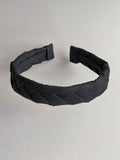 Black Linen Flat Braided Hairband