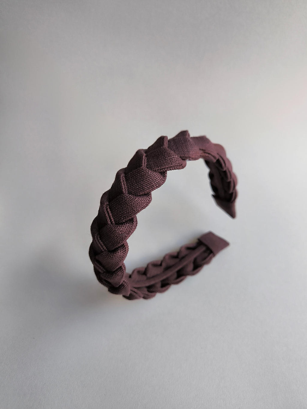 Chocolate Brown Linen Braided Headband