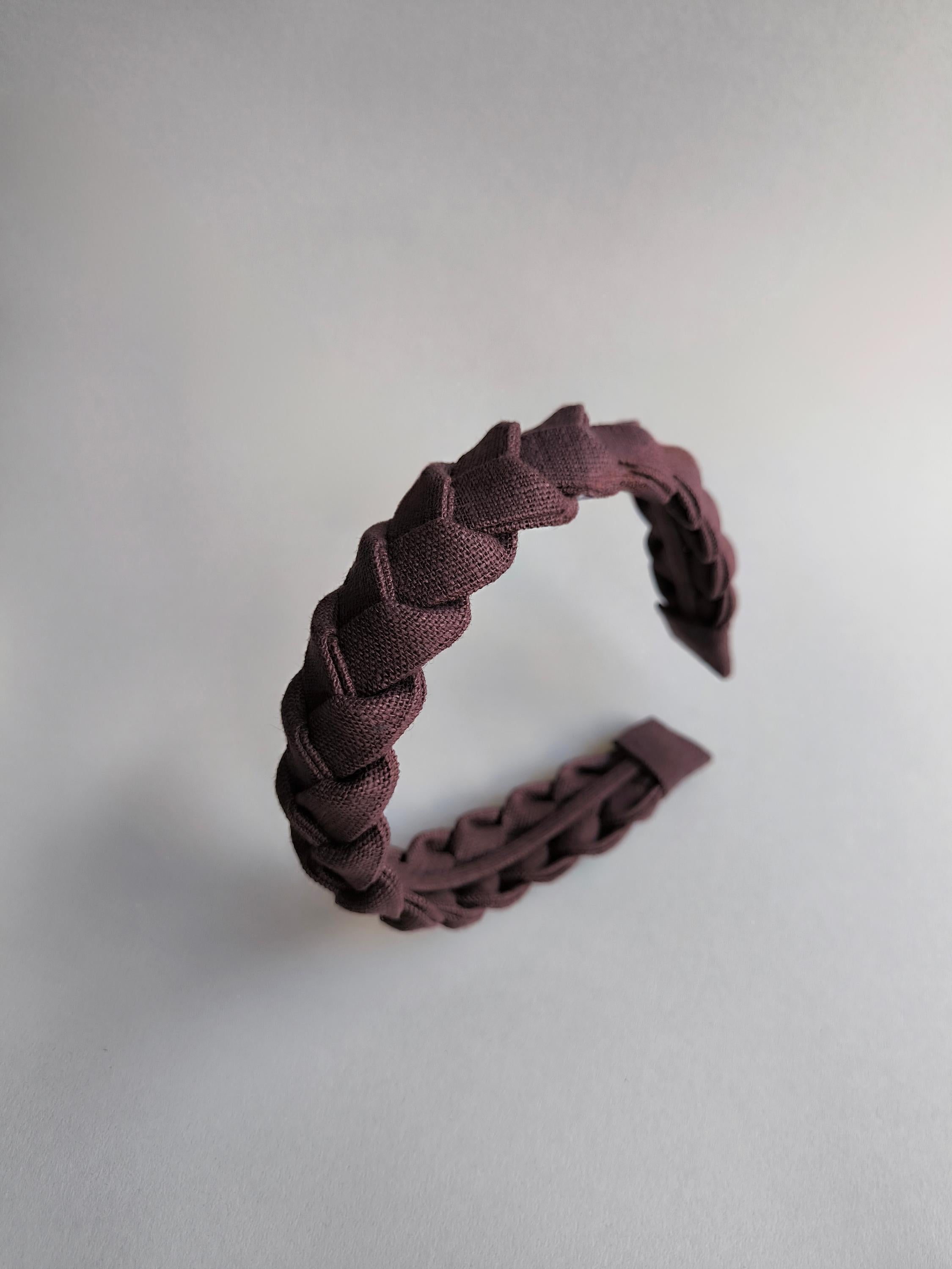 Chocolate Brown Linen Braided Headband