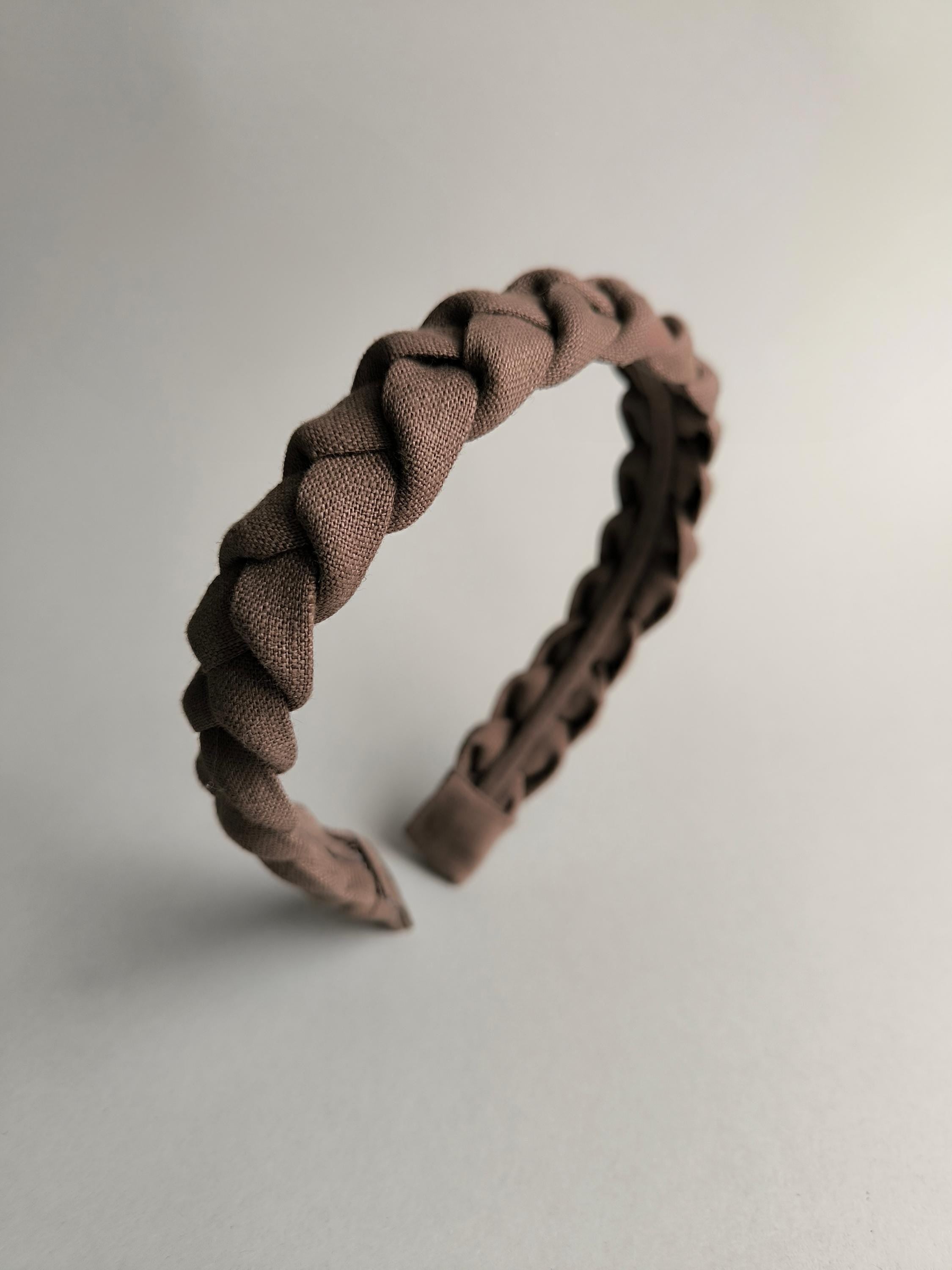 Mocca Linen Braided Hairband