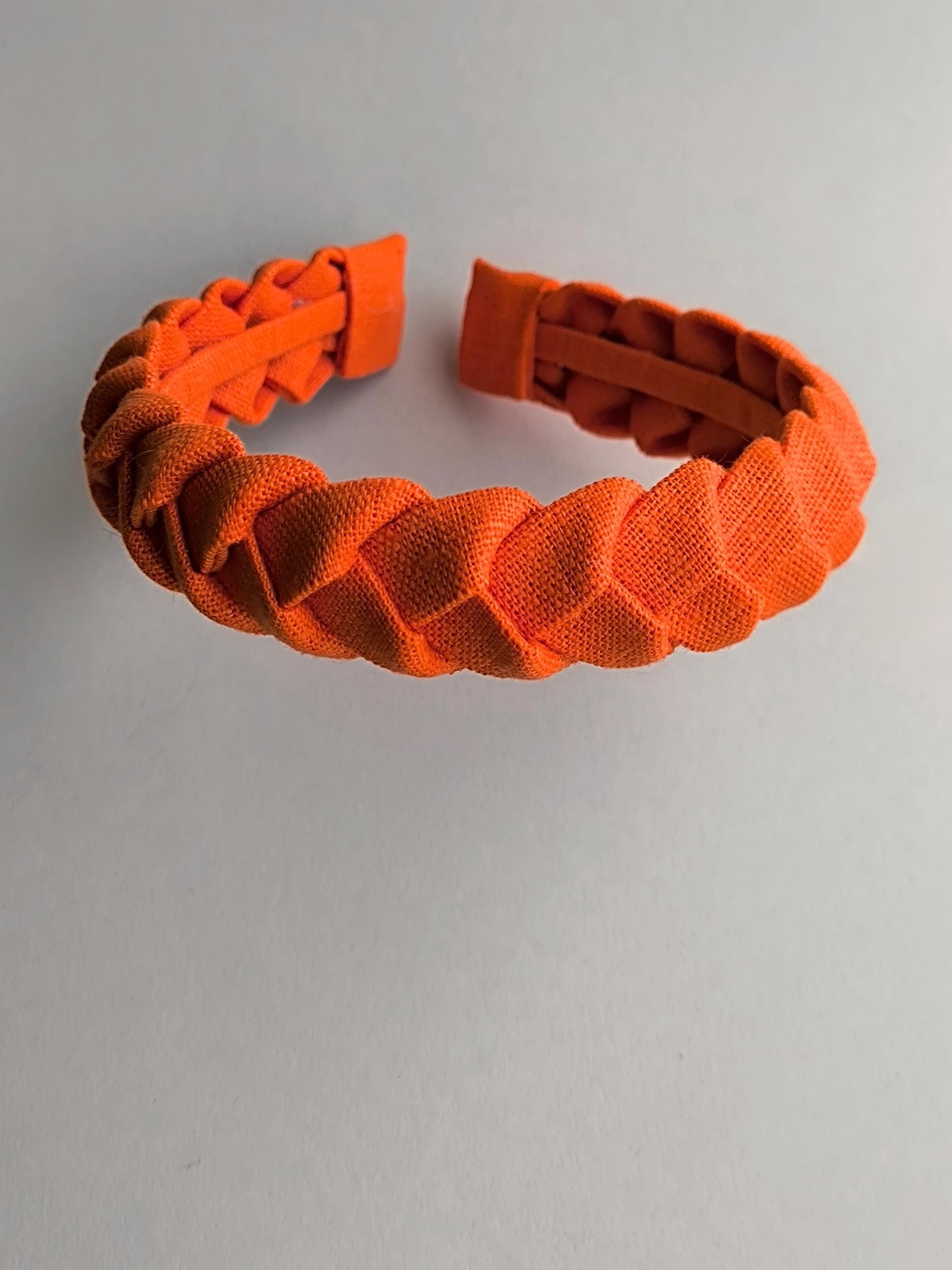 Orange linen braided headband hairband