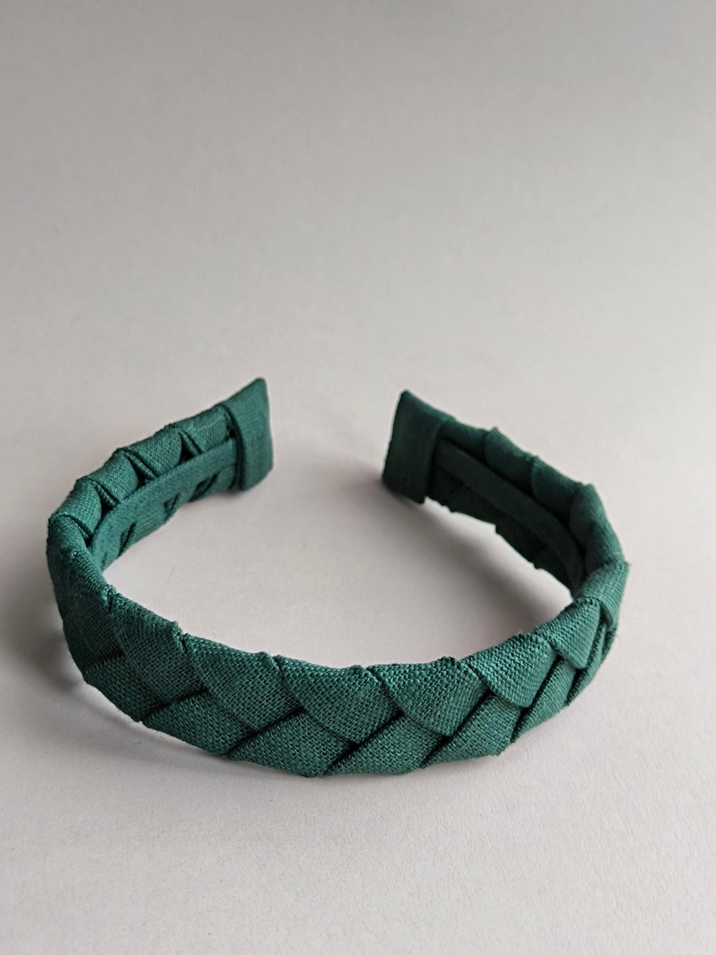 Emerald green Linen Flat Braided Hairband