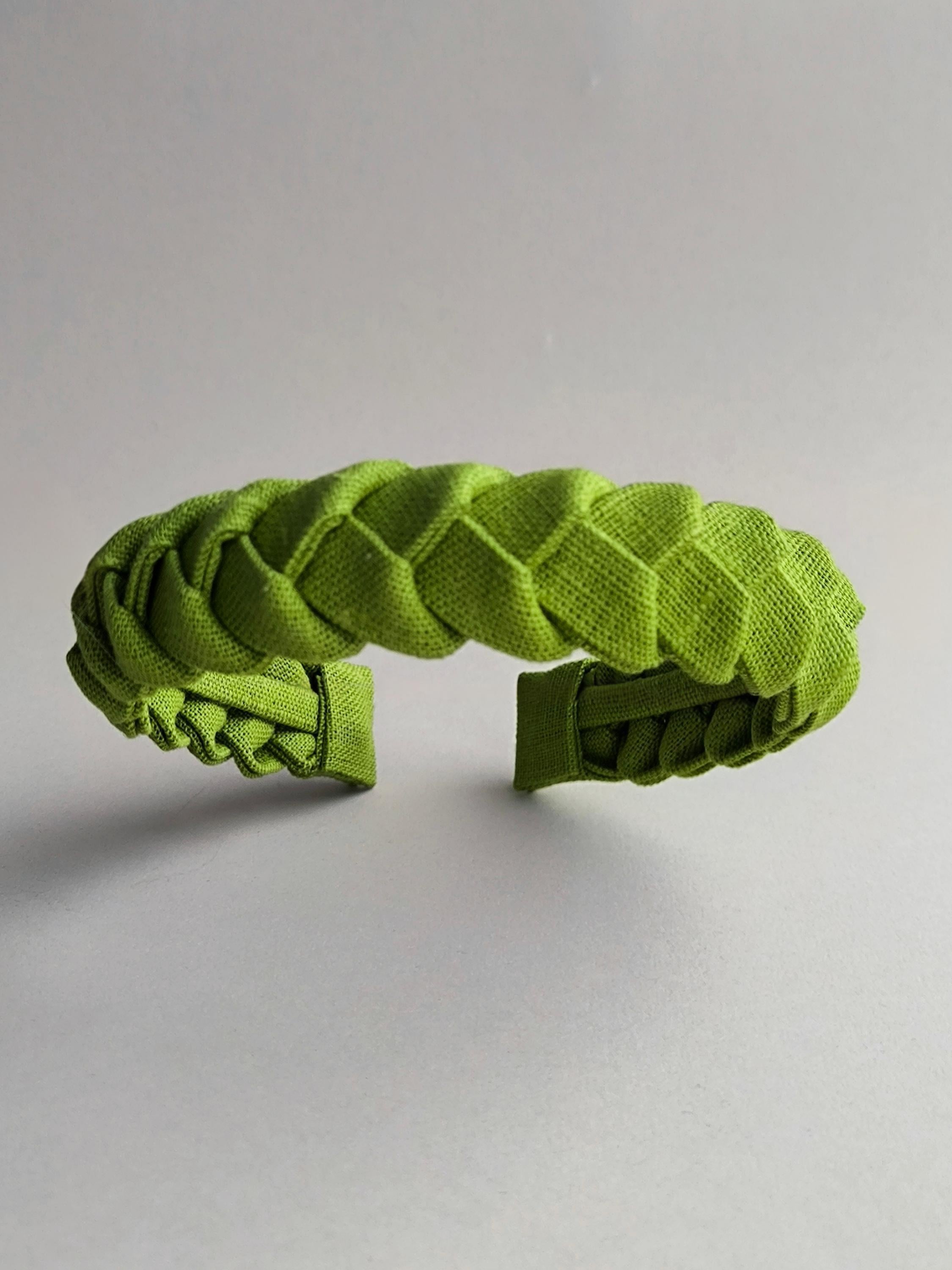 Lime Green Linen Braided Headband
