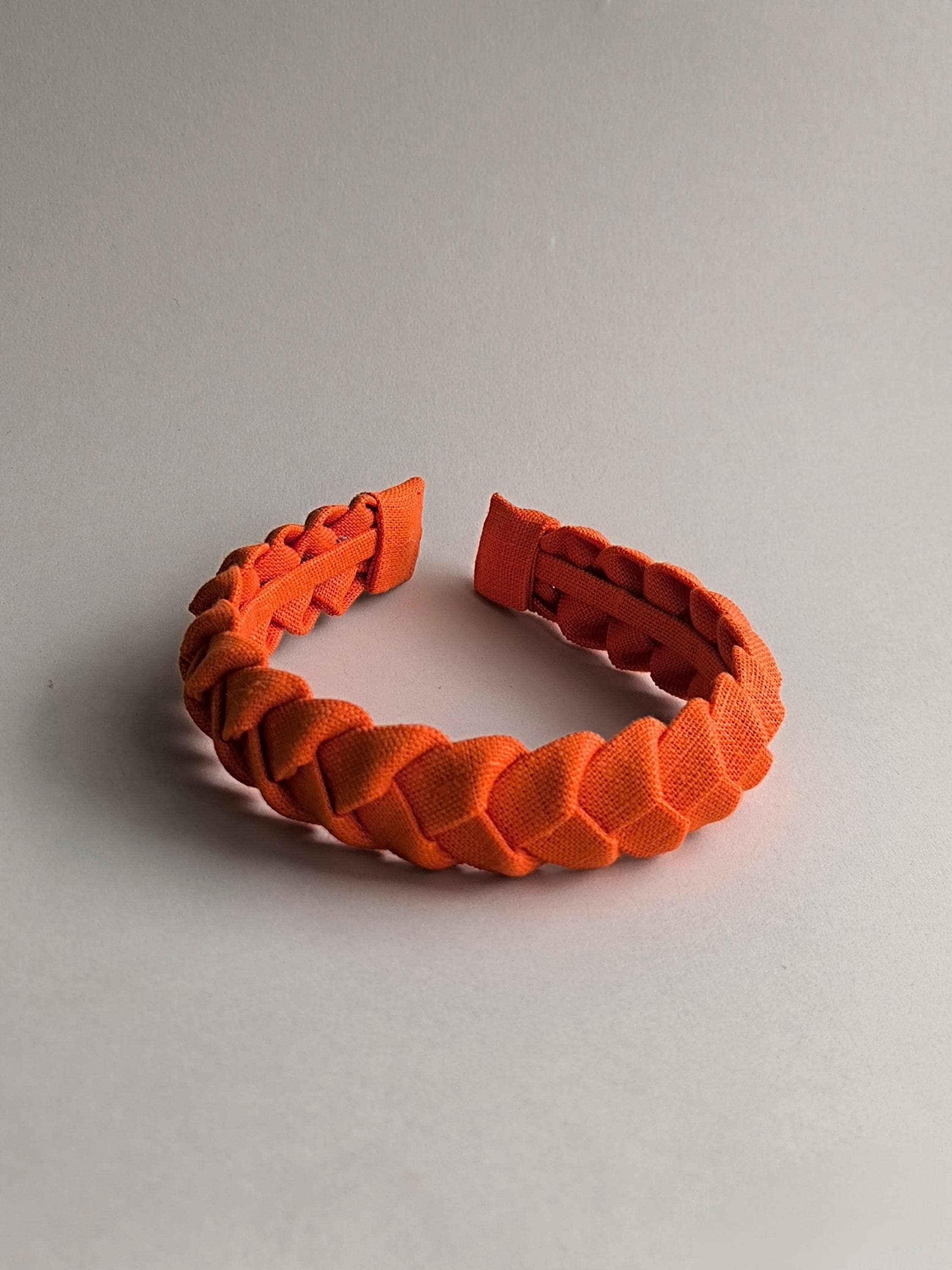 Orange linen braided headband hairband